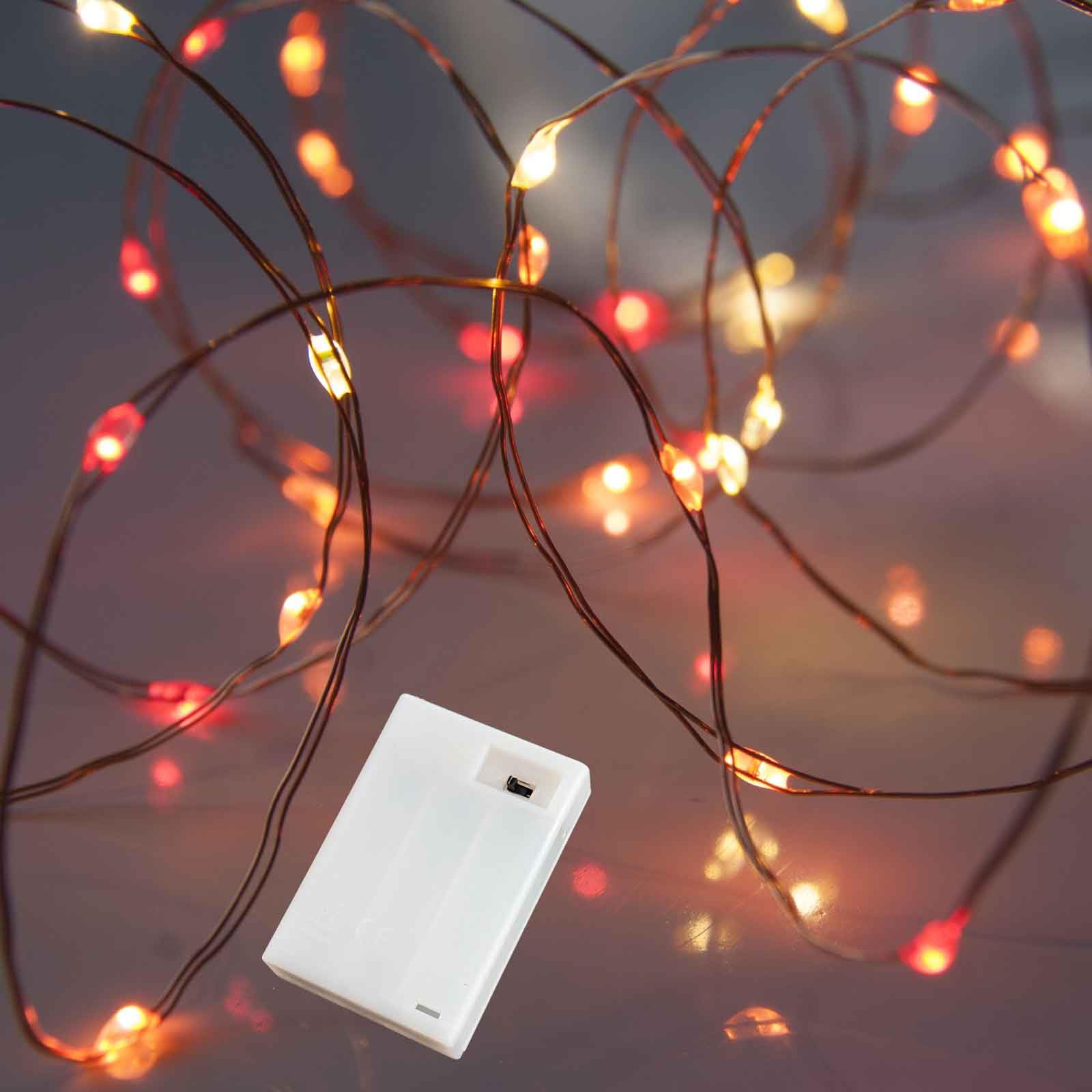 Battery Operated Fairy Lights - 40 LED String Lights with 6-Hour Timer for Christmas, Halloween, Bedroom Decor - Warm Red, Orange, Yellow Lights for Party, Wedding, Home & Outdoor Decoration