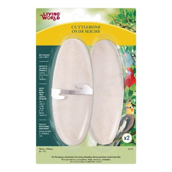 Premium Living World Cuttlebone with Holder for Birds - Natural Calcium Supplement for Parrots, Cockatiels & Small Birds - Perfect for Cage Accessories & Beak Trimming