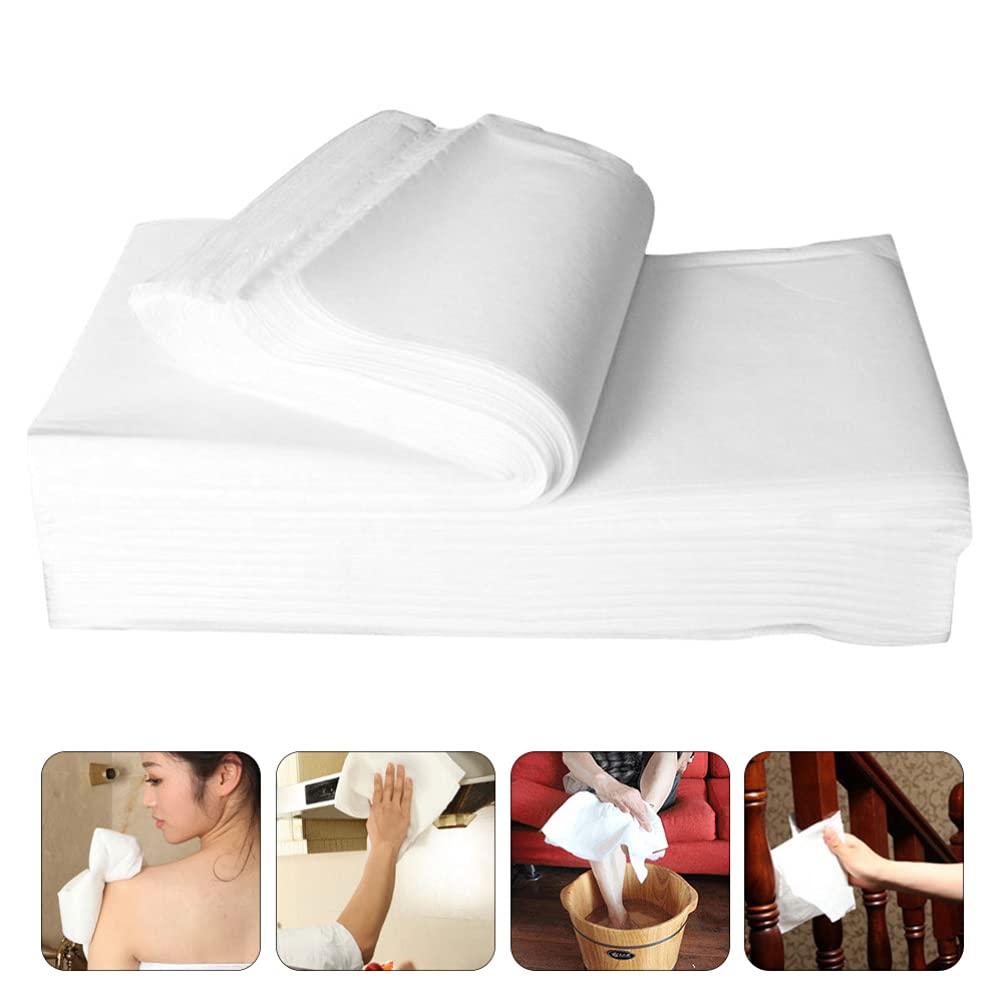 DOITOOL 190 Sheets Disposable Cotton Face & Foot Towels - Absorbent Wood Pulp Wipes for Spa, Salon, Pedicure, Facial Cleaning & Home Use - Soft Dry Cleaning Rags for Skincare & Hygiene
