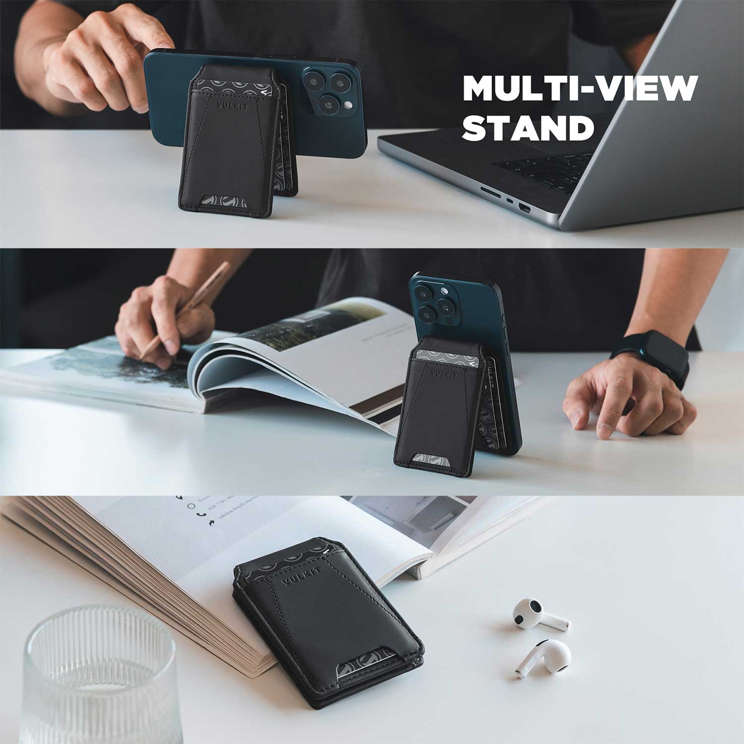 Magnetic RFID Leather Phone Wallet with Adapted Magnetic Ring - Slim Card Holder for iPhone & Android - Perfect for Travel, Shopping & Daily Use