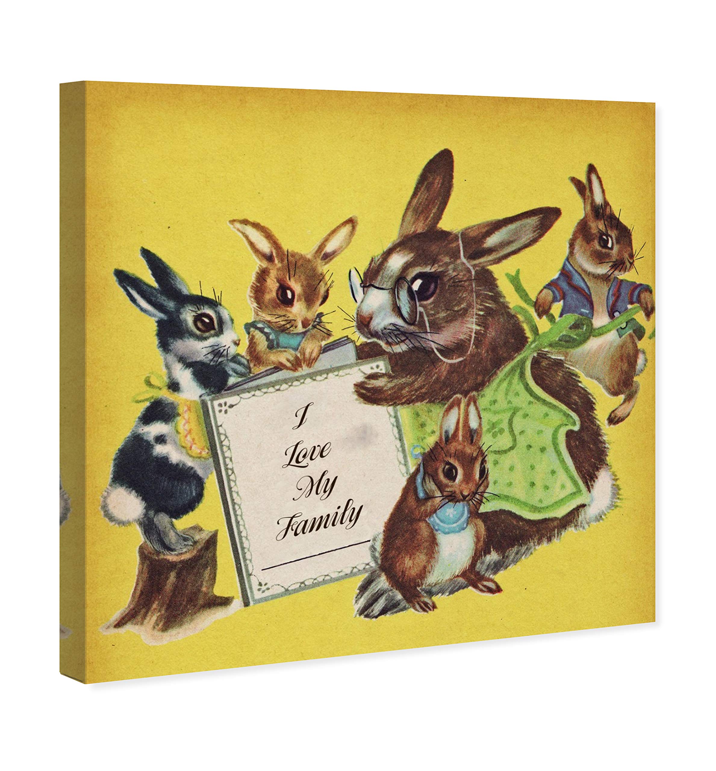 Oliver Gal Artist Co. Kids Wall Art Canvas Prints - 'I Love My Family' Animal Themed Nursery Decor, 30x30 Inches, Brown & Yellow - Perfect for Children's Bedroom, Playroom & Nursery Decorations