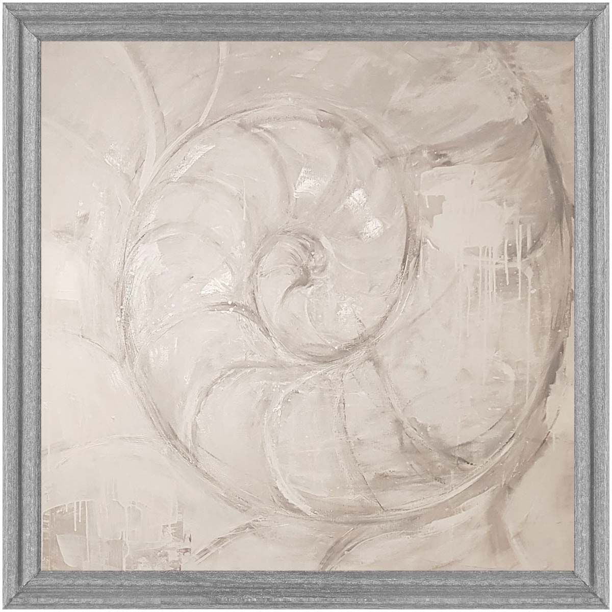 Shell Diptych Framed Acrylic Painting on Canvas - Coastal Wall Art for Beach House Decor & Living Room
