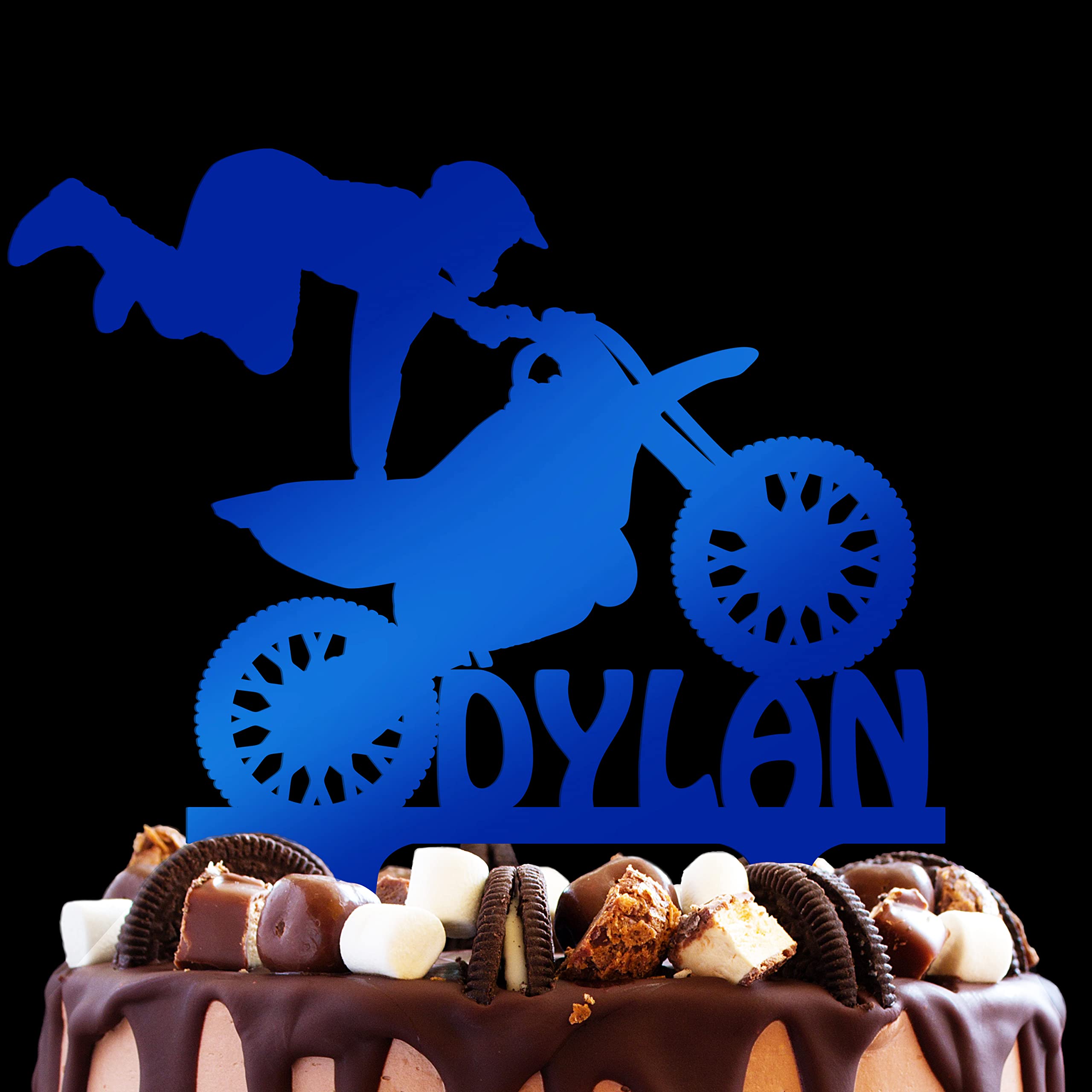 Custom Motocross Dirt Bike Cake Topper - Personalized Birthday Cake Decorations for Bikers & Racing Fans - Perfect for Motorcycle Themed Parties & Off-Road Celebrations