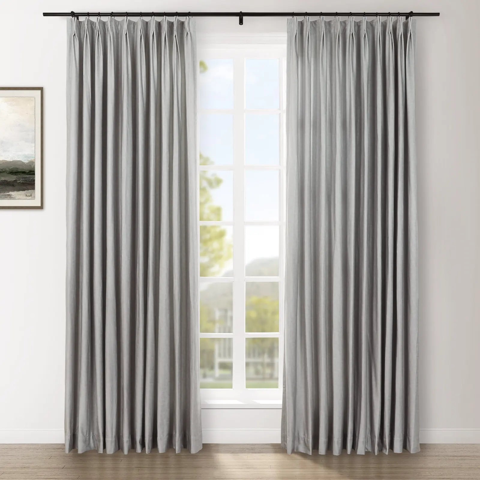 Amy Switzer Printed Velvet Pleated Curtains - Elegant Window Drapes for Living Room, Bedroom & Home Decor