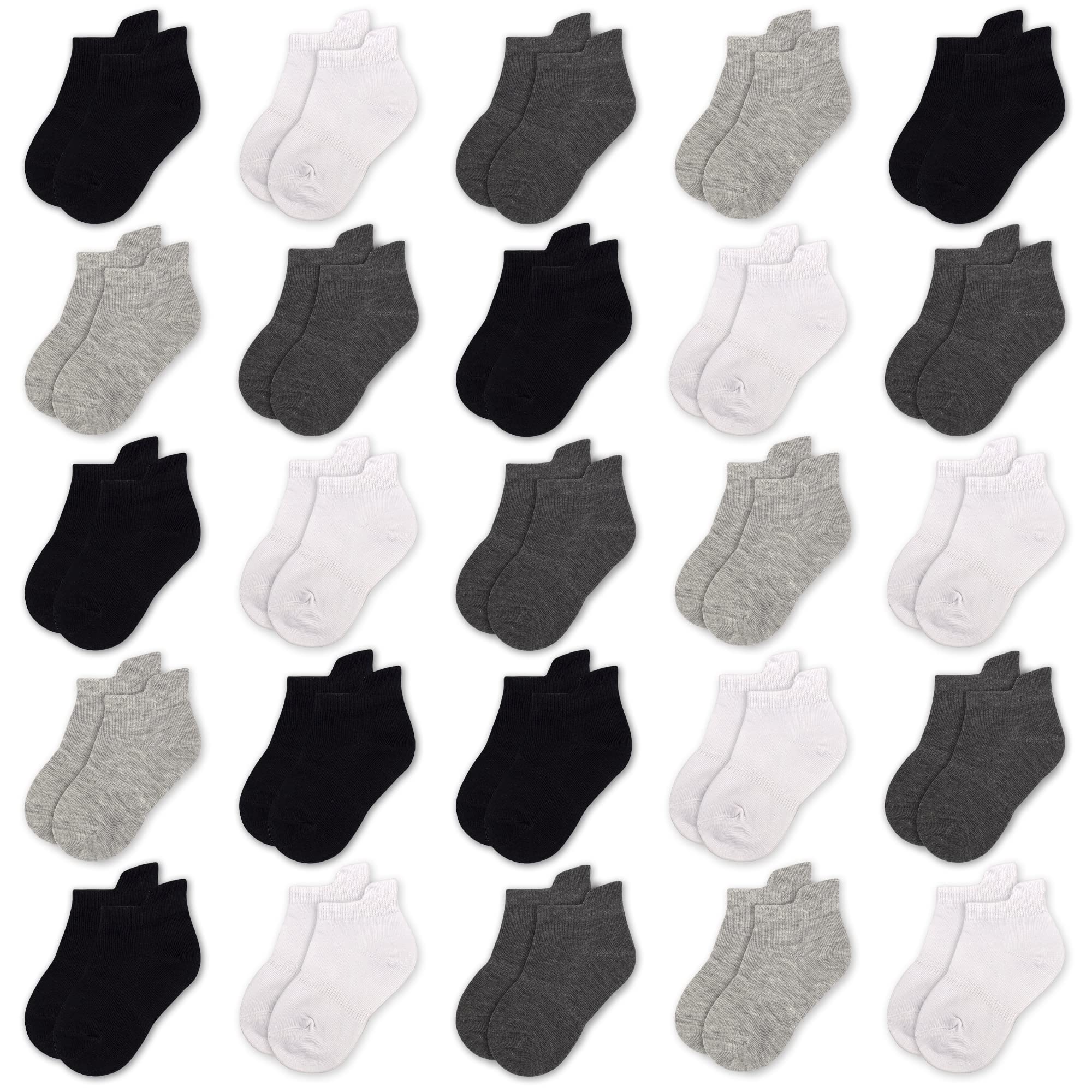 SPTRAMLE 25 Pairs Toddler Kids Ankle Socks with Pull Tabs - No Show Low Cut Socks for Boys & Girls Ages 1-13 Years - Perfect for School, Sports & Daily Wear