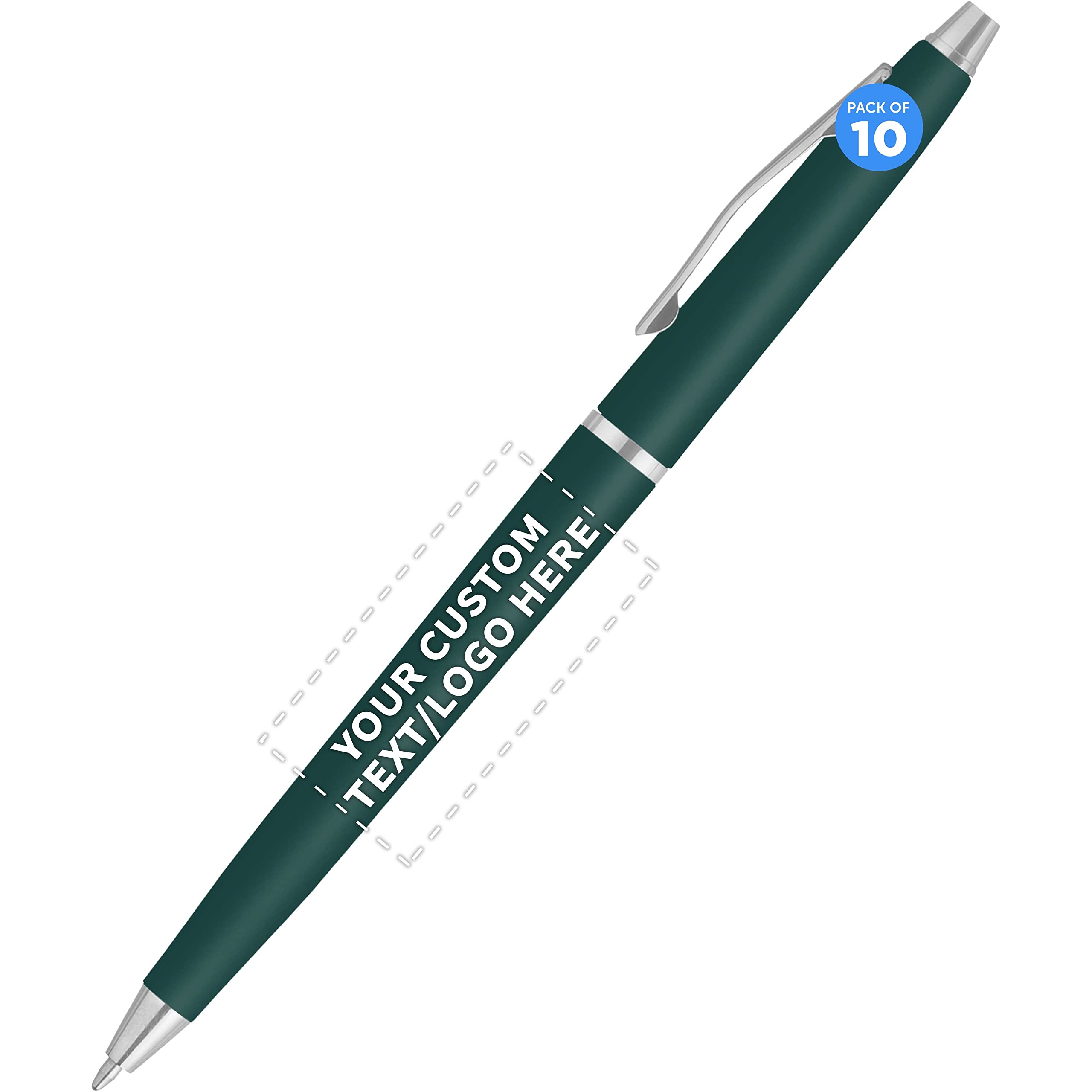 Custom Langham Ballpoint Pens - Set of 10 Personalized Bulk Pack with Black Ink | Premium Office & School Supplies | Perfect for Business Gifts, Tradeshows & Corporate Events (Hunter Green)