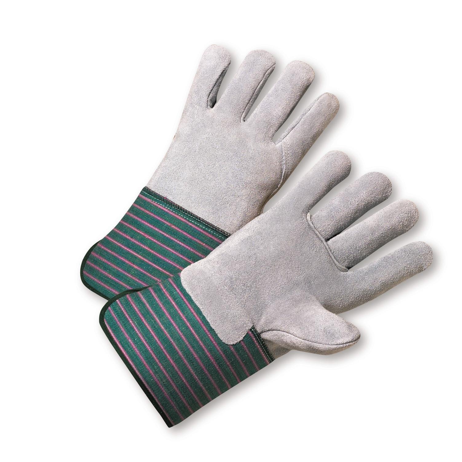 West Chester 900-EA Select Split Cowhide Palm Gloves – Pack of 12 (Gray Green, Red, X-Large) Full Leather Back Work Gloves for Construction, Landscaping & Heavy Duty Use