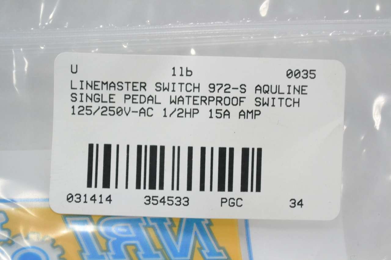 972-S AQUILINE Single Pedal Foot Switch 250V AC 15A AMP B354533 - Perfect for Industrial Machinery, Medical Equipment & Laboratory Use