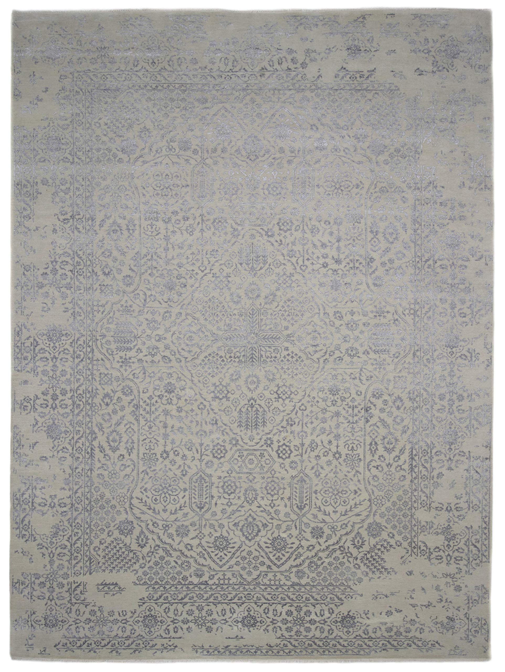 Hand-Knotted Solo Rugs Homer Handmade Indoor Area Rug - 9x12 Feet Mauve Pink Bohemian Style - Perfect for Living Room, Bedroom & Home Decor