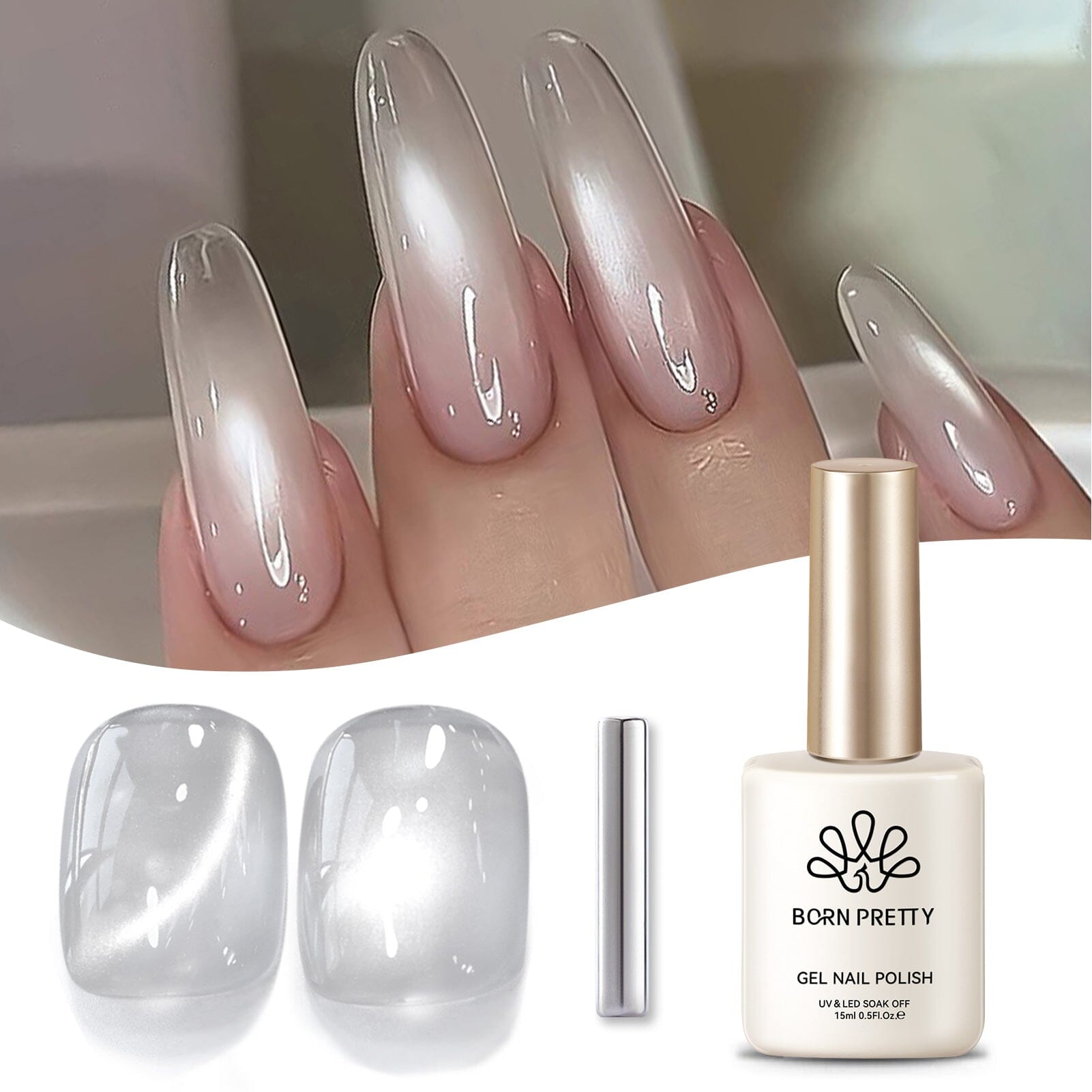 White Cat Magnetic Gel Polish MY77 - 15ml Flowing Light White Nail Polish for Salon & Home Manicures - Perfect for Nail Art, French Tips & Special Occasions