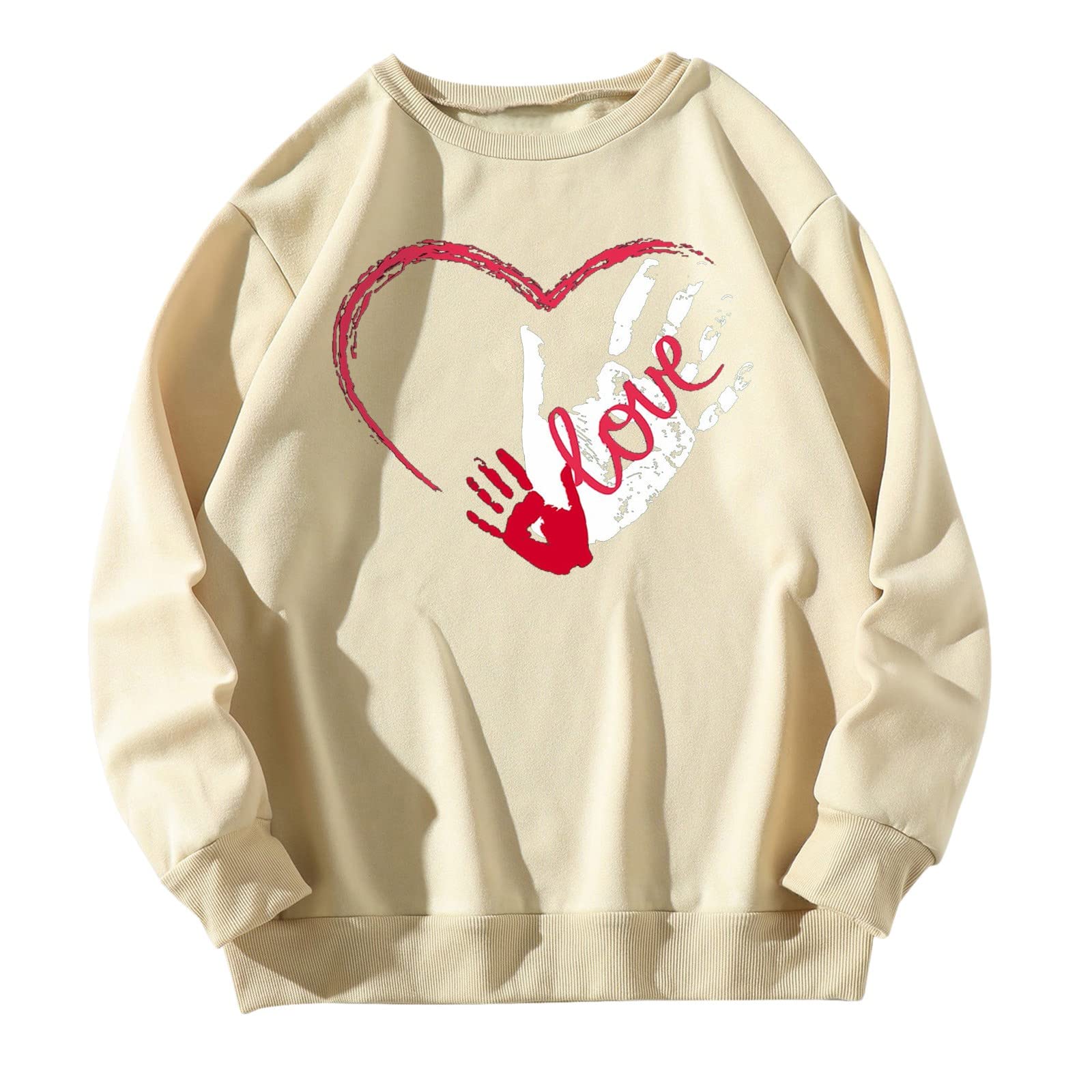 Women's Round Neck Printed Loose Fit Long Sleeve Sweatshirt - Soft Casual Pullover Top for Everyday Wear, Lounge & Street Style Fashion