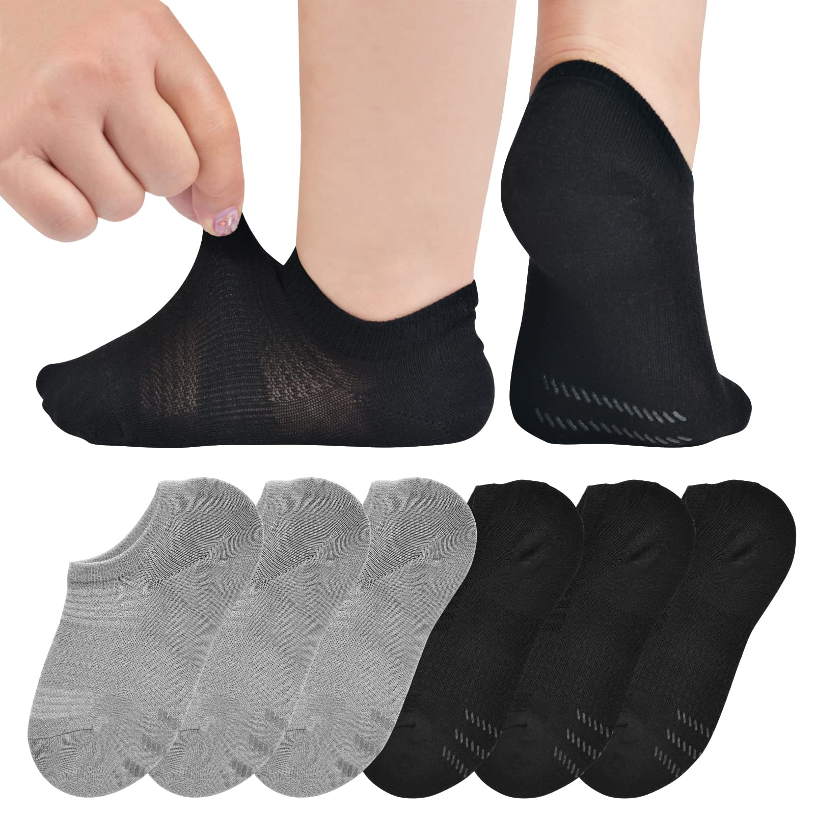 Non-Slip Baby Ankle Socks - 6 Pairs Soft Breathable Cotton No-Show Socks for Toddler Boys & Girls - Perfect for Everyday Wear, Playtime & School