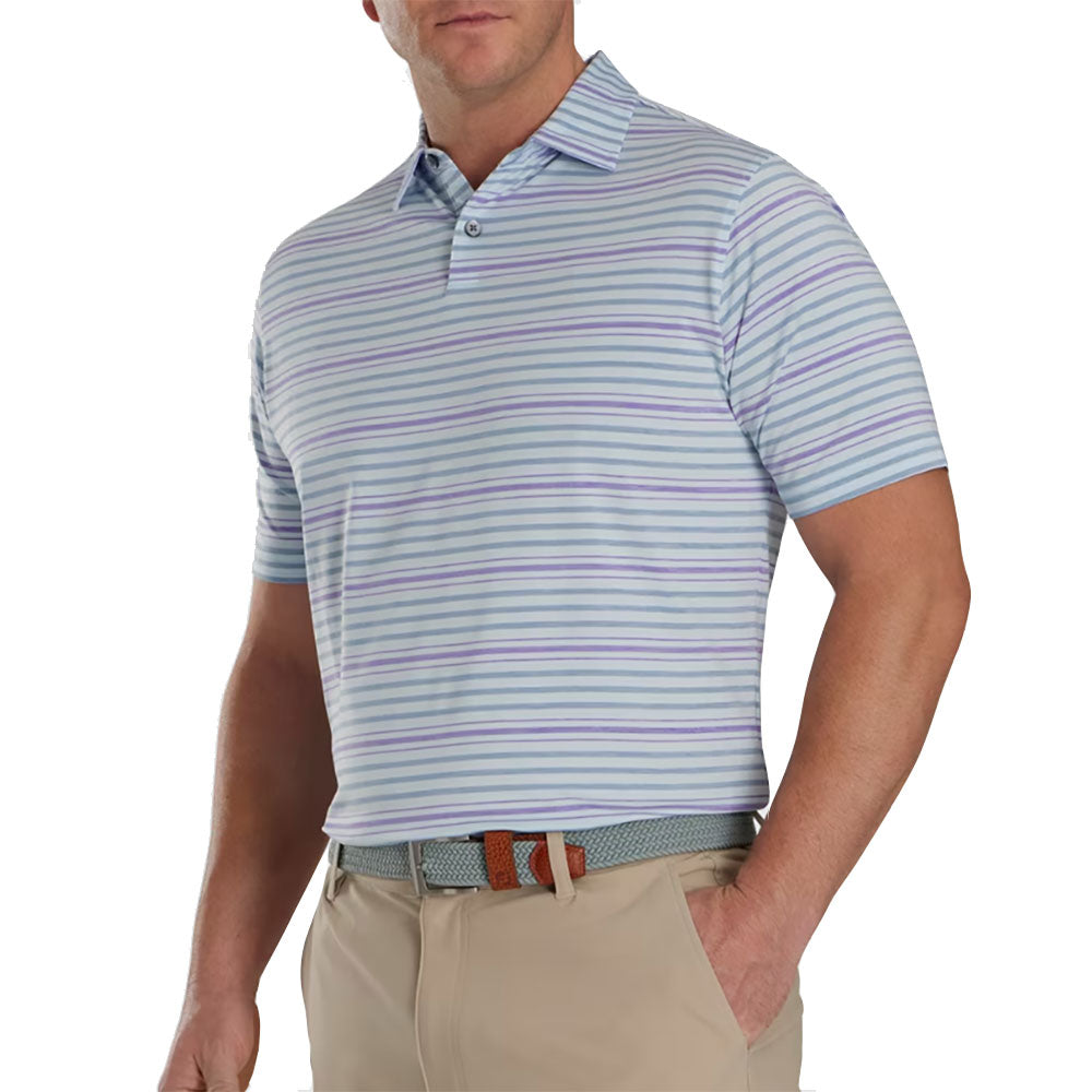 FootJoy Space Dye Stripe Lisle Men's Golf Polo Shirt - Moisture Wicking & UV Protection - Perfect for Golf Tournaments & Summer Outdoor Sports
