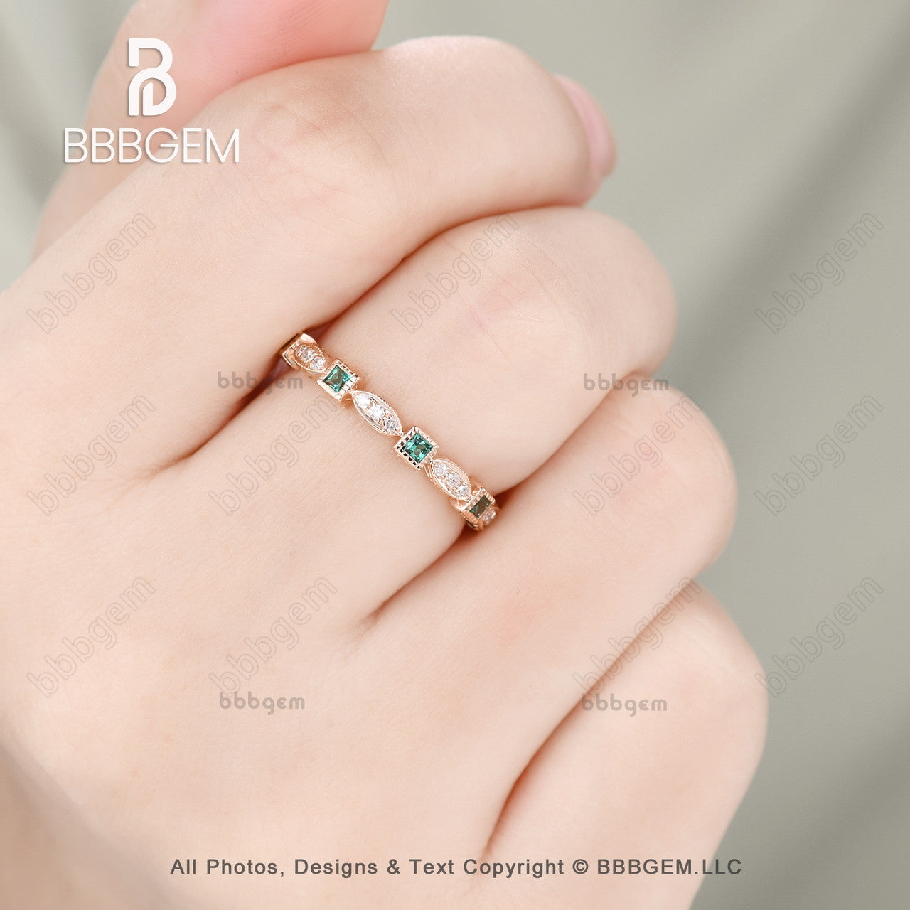 14K Yellow Gold Natural Emerald Diamond Engagement Ring - Princess Cut Wedding Band, Stackable Matching Band & Anniversary Ring for Women | Perfect for Proposals, Weddings & Special Occasions