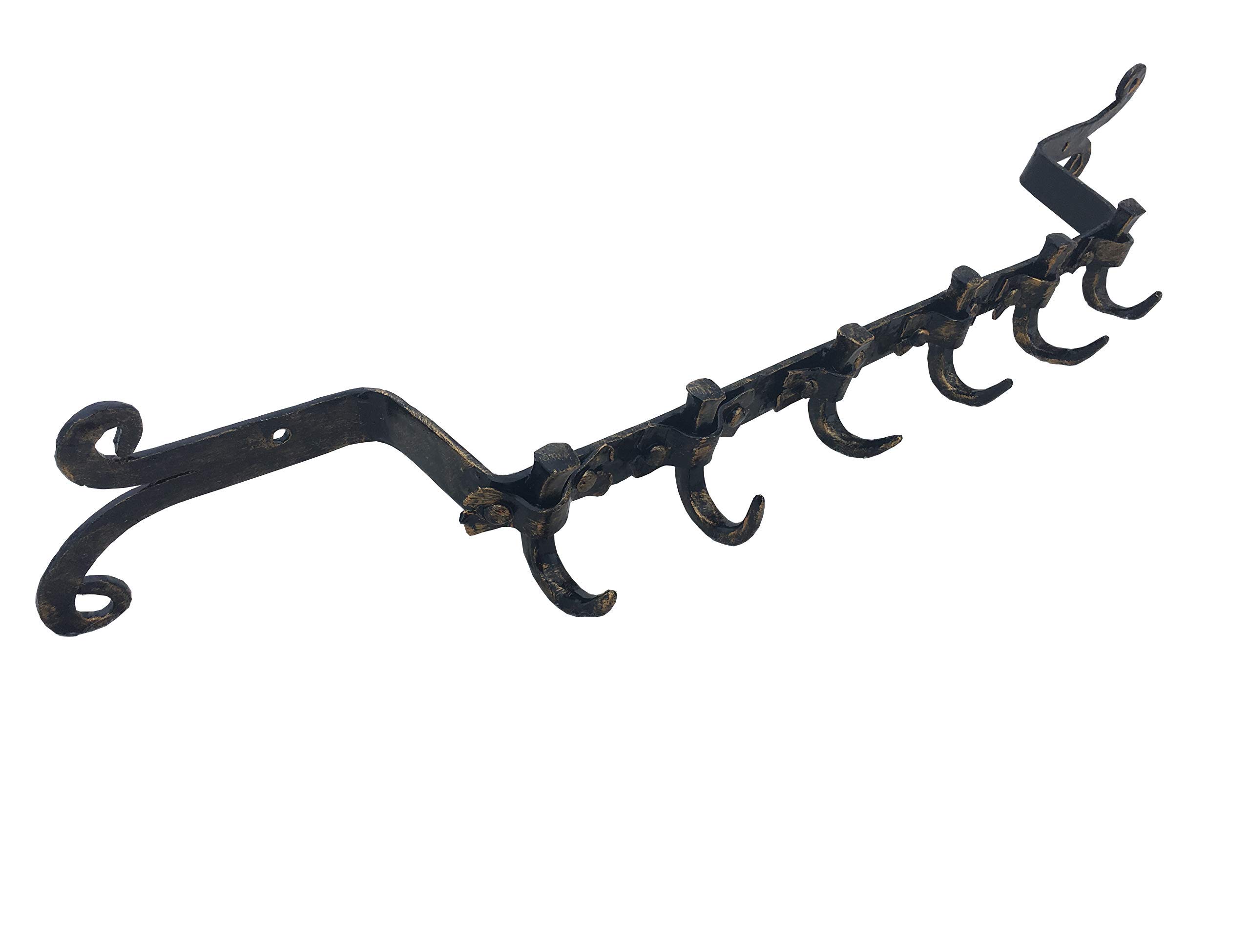 Sturdy Wall Coat Hooks & Key Holder - Heavy Duty Iron Hangers for Entryway, Towels & Pots - Space Saving Steel Wall Mount Organizer for Home & Office