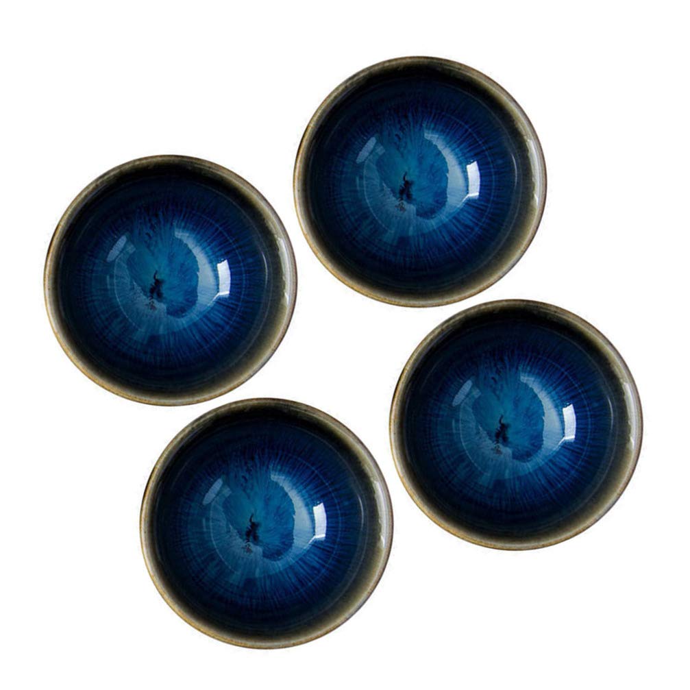 Amosfun 4-Piece Ceramic Dip Bowls Set - Small Sauce Dishes for Sushi, Soy Sauce, Snacks, Appetizers, Desserts & Seasonings - Perfect for Entertaining, Parties & Home Dining
