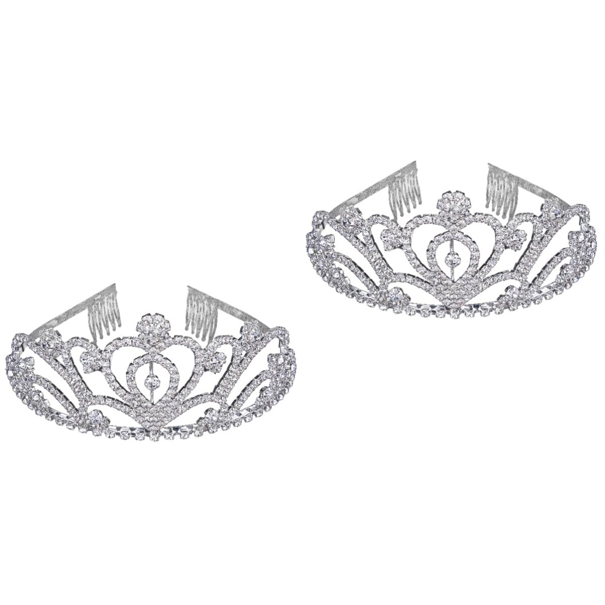 FOMIYES 2 Pack Bridal Hair Hoops - Crystal Rhinestone Tiara Headbands for Women, Wedding Crown Headpiece, Princess Queen Headband for Brides, Banquet, Prom, and Special Occasions