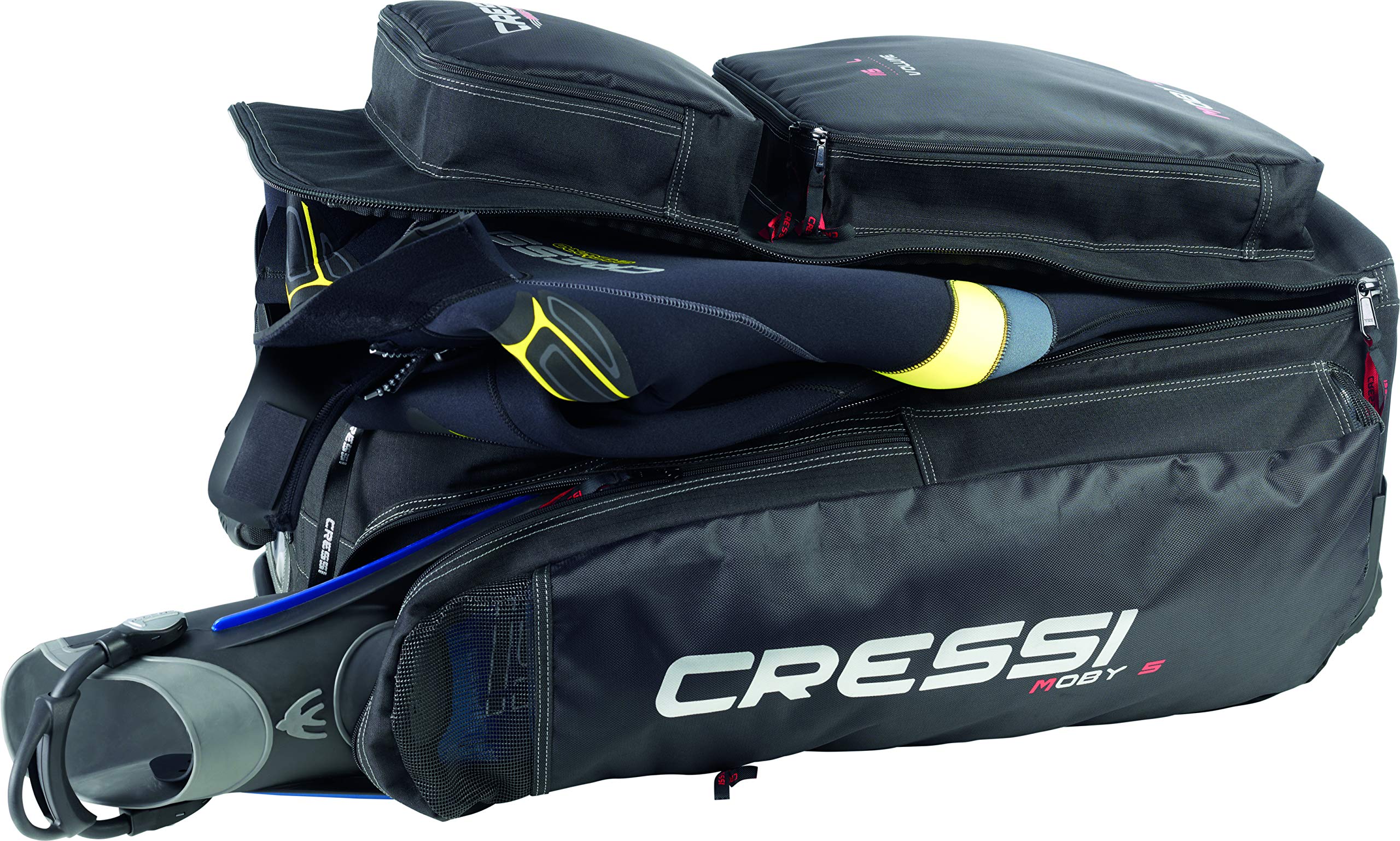 Cressi Strong Large Capacity 115L Roller Luggage with Backpack Straps - Moby 5 Italian-Designed Travel Suitcase for Airplane, Business Trips & Adventure Travel