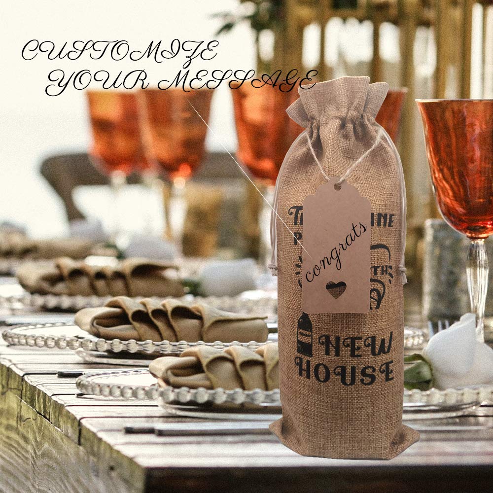 Premium Jute Wine Gift Bag Set of 2 - Elegant Housewarming Present for New Homeowners, Welcome to the Neighborhood Gift for Men & Women - Perfect for House Parties, Holiday Gifting & Hostess Appreciation