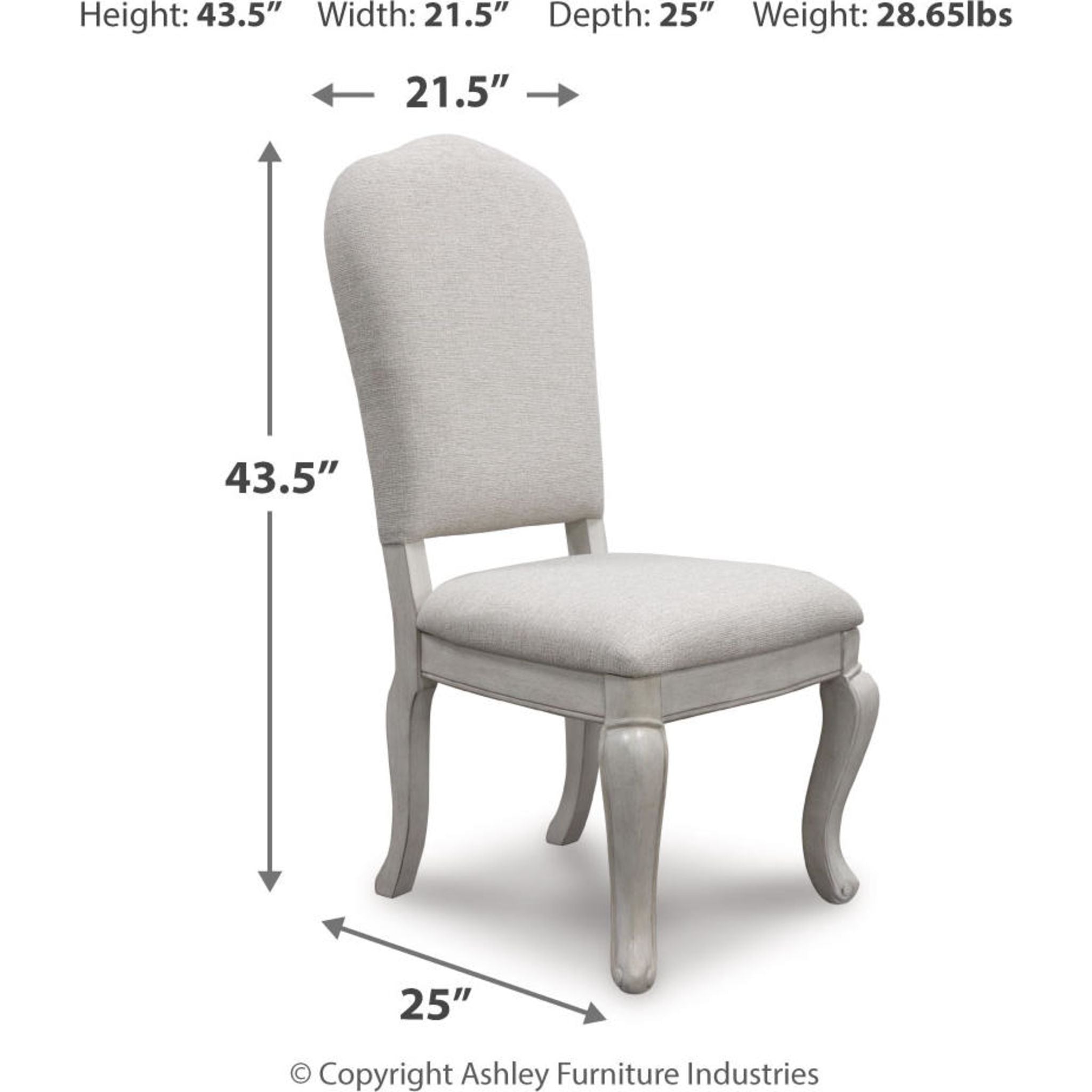 Arlendyne Side Chair - Antique White Wooden Dining Chair (D980-01) - Perfect for Kitchen, Dining Room, and Office Use