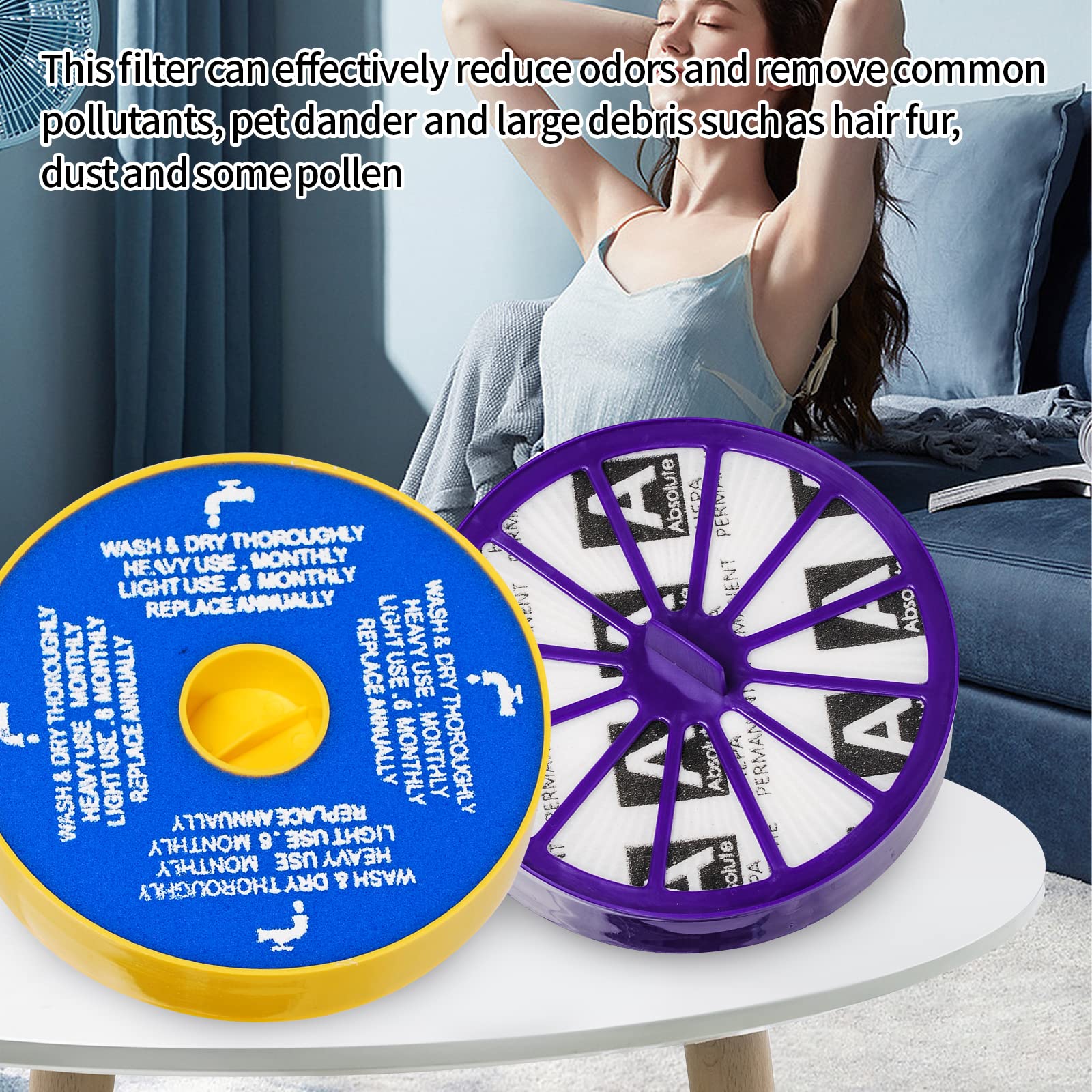 SaferCCTV HEPA Filter for DC-14 DC-15 Vacuum Cleaner - Washable Replacement for Home Cleaning