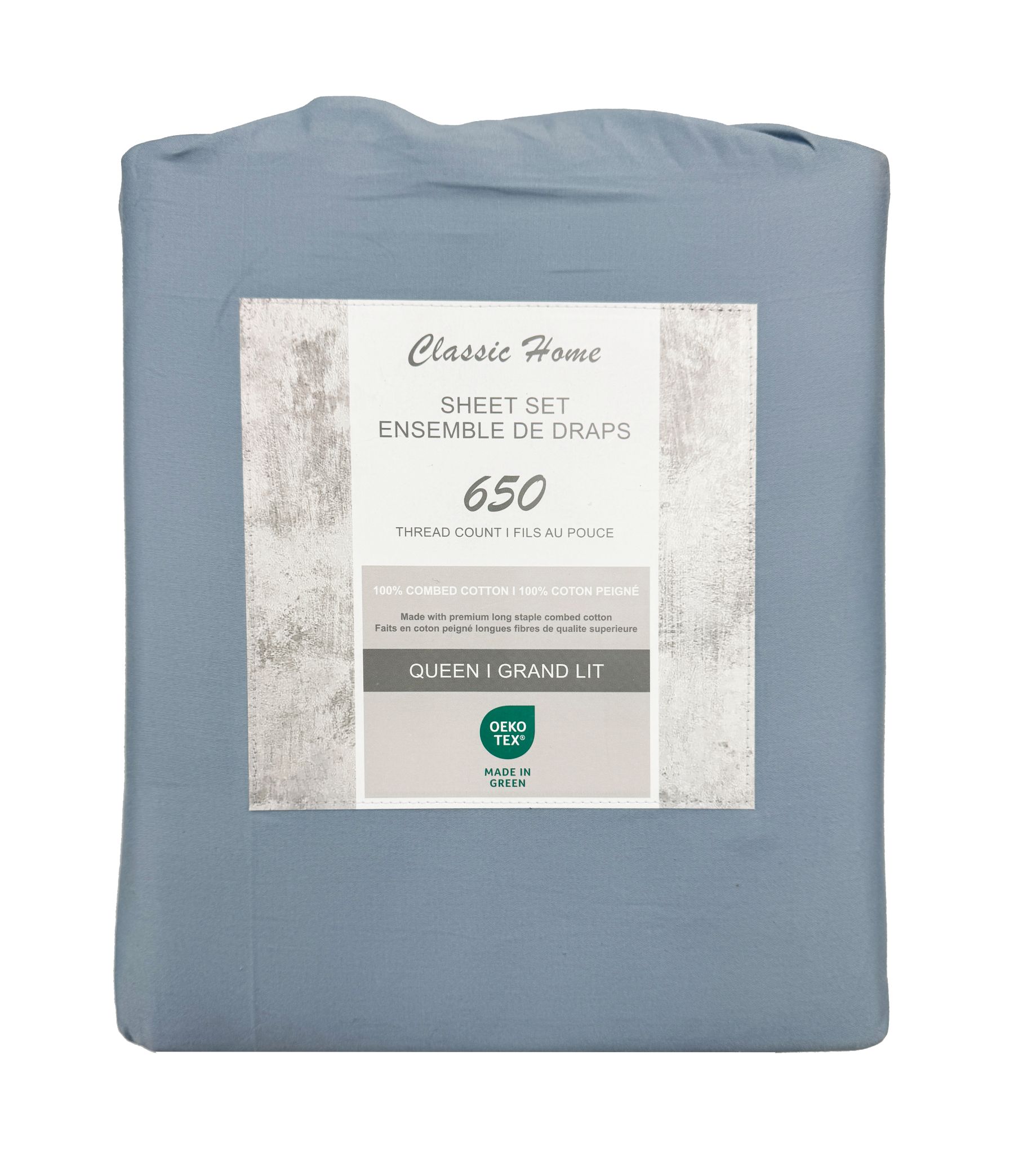 Premium 100% Combed Cotton Queen Sheet Set - 650 Thread Count Soft Blue Bedding - Perfect for Luxury Hotels, Guest Rooms & Cozy Home Bedrooms
