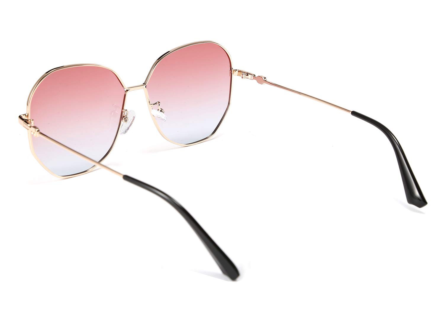 FEISEDY Hexagon Sunglasses for Women - Gradient Lens, Metal Frame, UV Protection - Perfect for Beach, Driving & Outdoor Activities