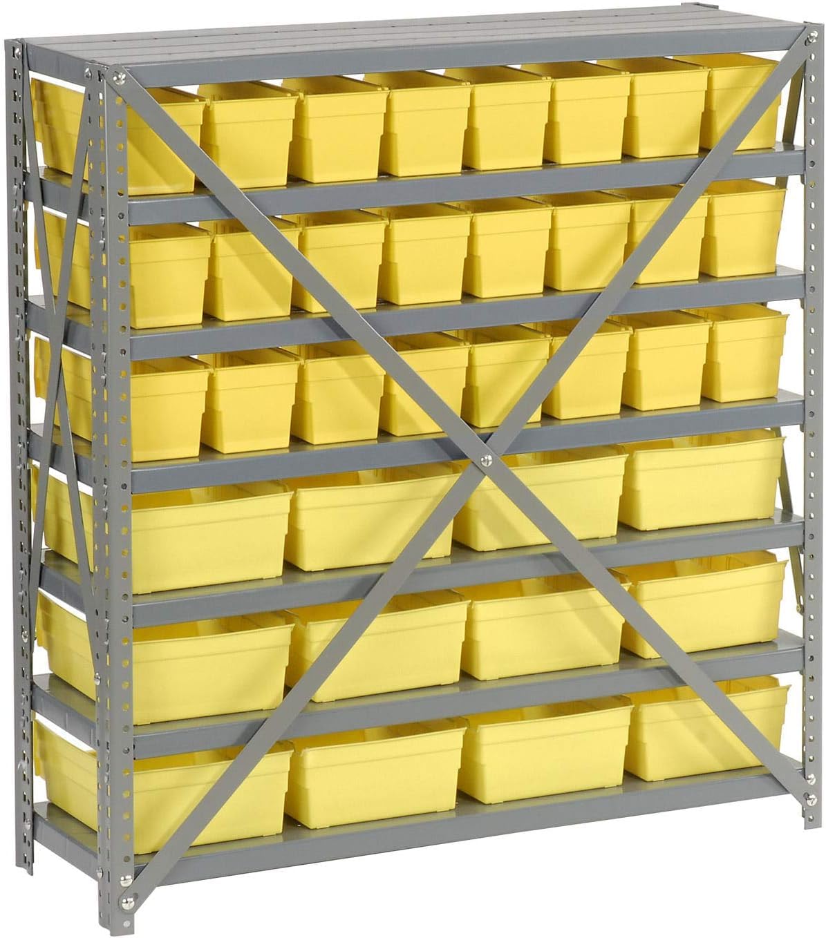 Global Industrial 7-Shelf Steel Storage Rack with 36 Plastic Bins (4