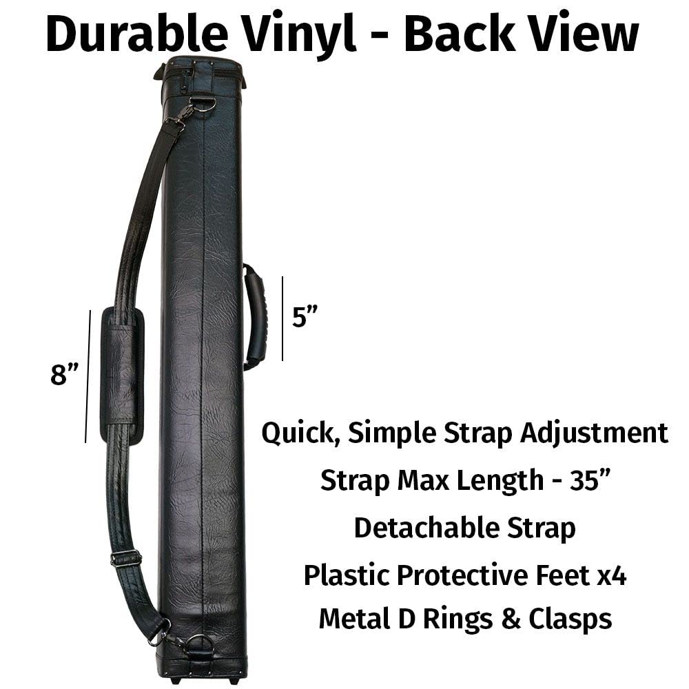 Viking Pool Cue Case with Shoulder Strap - Durable Vinyl Shell & Soft Felt Interior - Billiard Cue Storage Bag for Pool Sticks - Perfect for Travel, Tournaments & Home Use - Essential Pool Table Accessories & Billiards Equipment