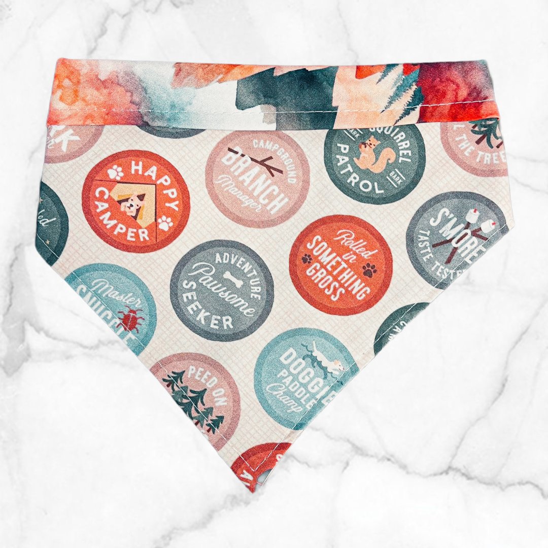 Squirrel Patrol Reversible Dog Bandana - Pup Scout Pet Bandana for Small & Medium Dogs - Perfect for Outdoor Adventures, Walks, and Pet Photos