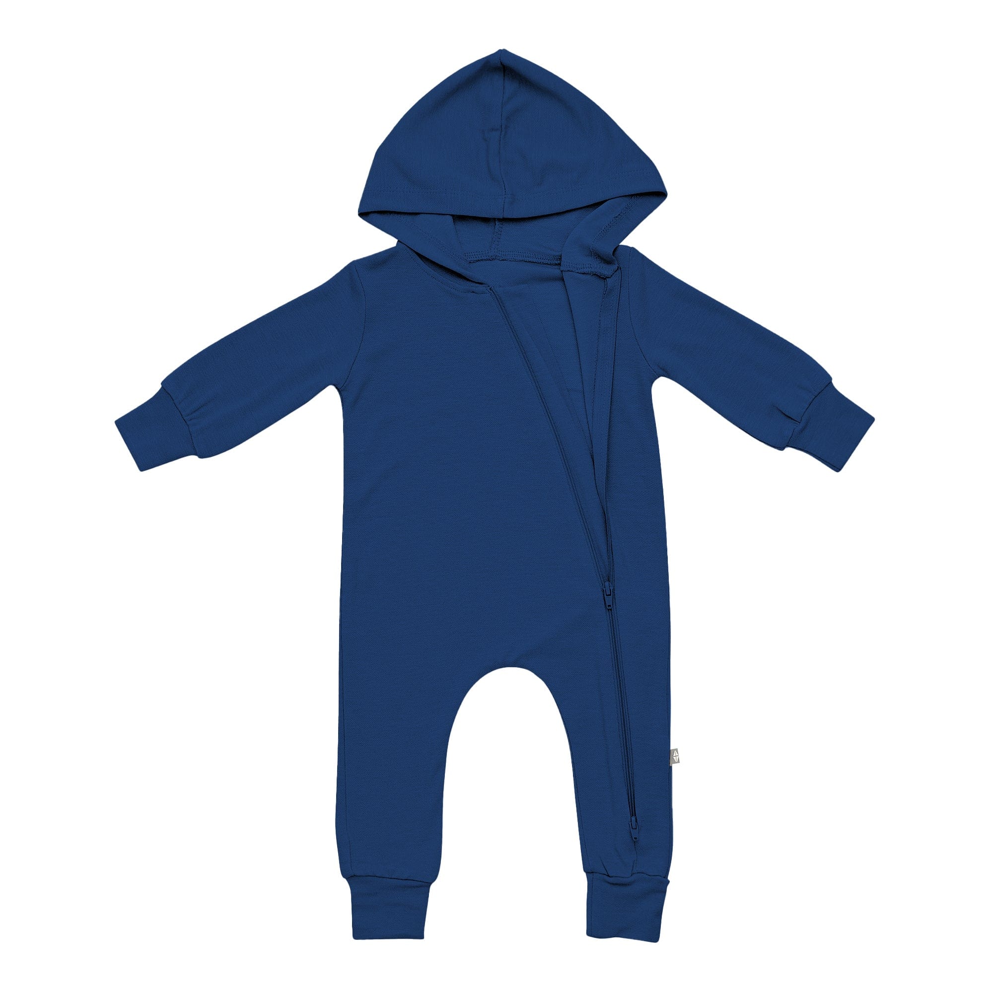 Bamboo Jersey Hooded Zippered Romper in Tahoe - Soft & Comfortable Baby Jumpsuit for Playtime & Outdoor Adventures