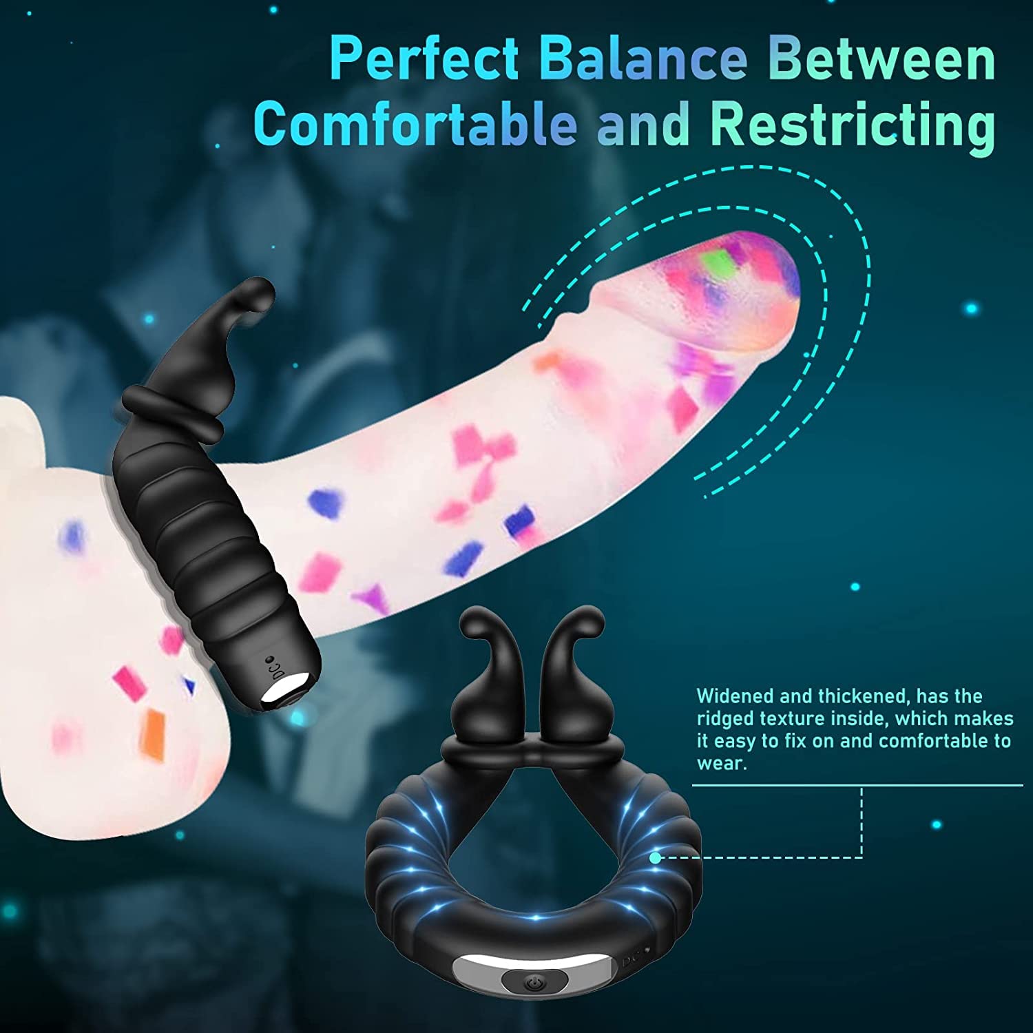 Kismloit Vibrating Cock Ring - 10 Speed Adjustable Penis Ring for Men & Couples | Rechargeable Male Sex Toy with Powerful Vibrations for Longer, Harder Erections | Enhance Intimacy & Pleasure in Bedroom or Romantic Nights