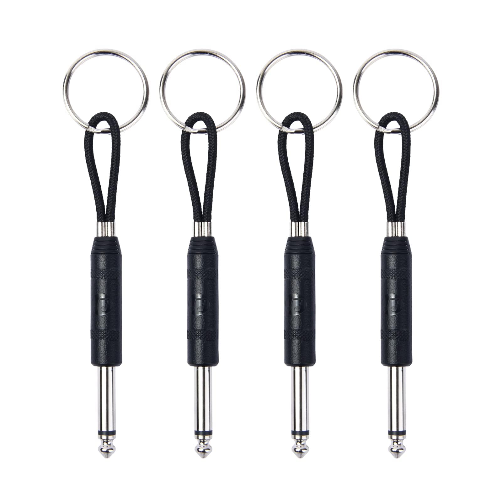 4-Pack Black Guitar Plug Keychain for Marshall JCM800 & Fender Amp Jack Holder - Perfect for Musicians, Key Organizers & Guitar Accessories Storage