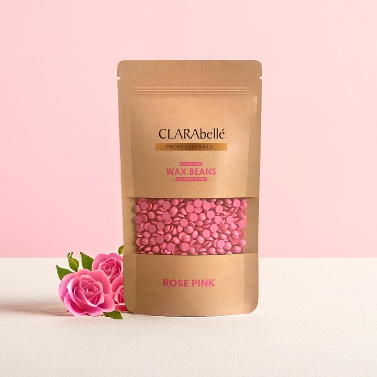 CLARABELLE PROFESSIONALS Unisex Hard Wax Beans for Hair Removal - Rose Pink Stripless Wax, Painless & Gentle for Smooth Skin (50g) | Ideal for Upper Lip, Arms, Legs, Bikini & Full Body Waxing at Home or Salon