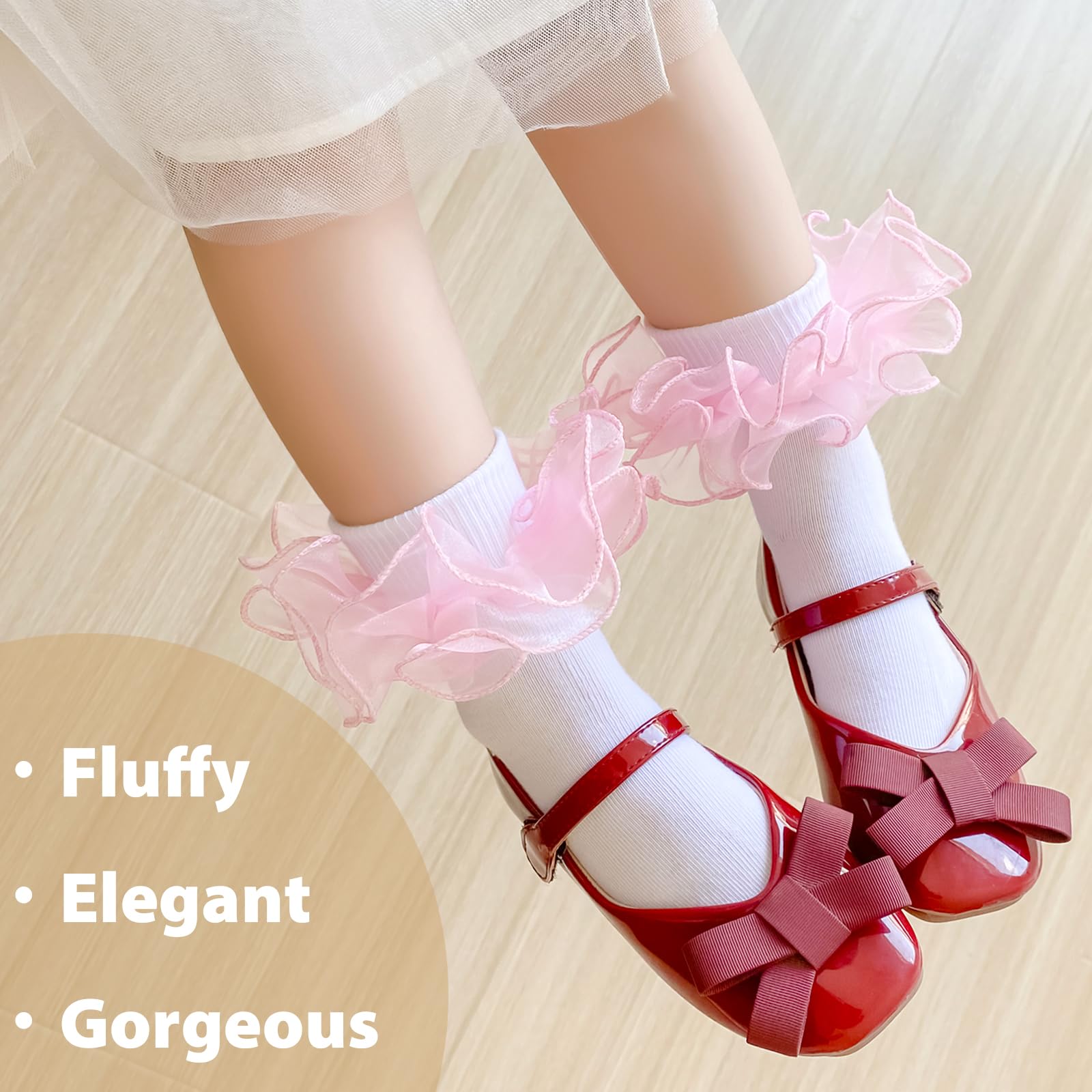 Girls Ruffle Socks - Double Lace Frilly Dress Socks for Toddlers & Little Girls (2-3 Pack) - Perfect for Parties, School & Special Occasions