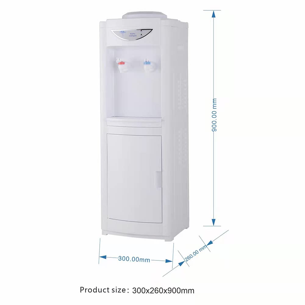 5 Gallon Hot & Cold Top Loading Water Dispenser with Child Safety Lock - Removable Drip Tray & Storage Cabinet - White Water Cooler for Home & Office Use - Perfect for Kitchens, Break Rooms & Waiting Areas