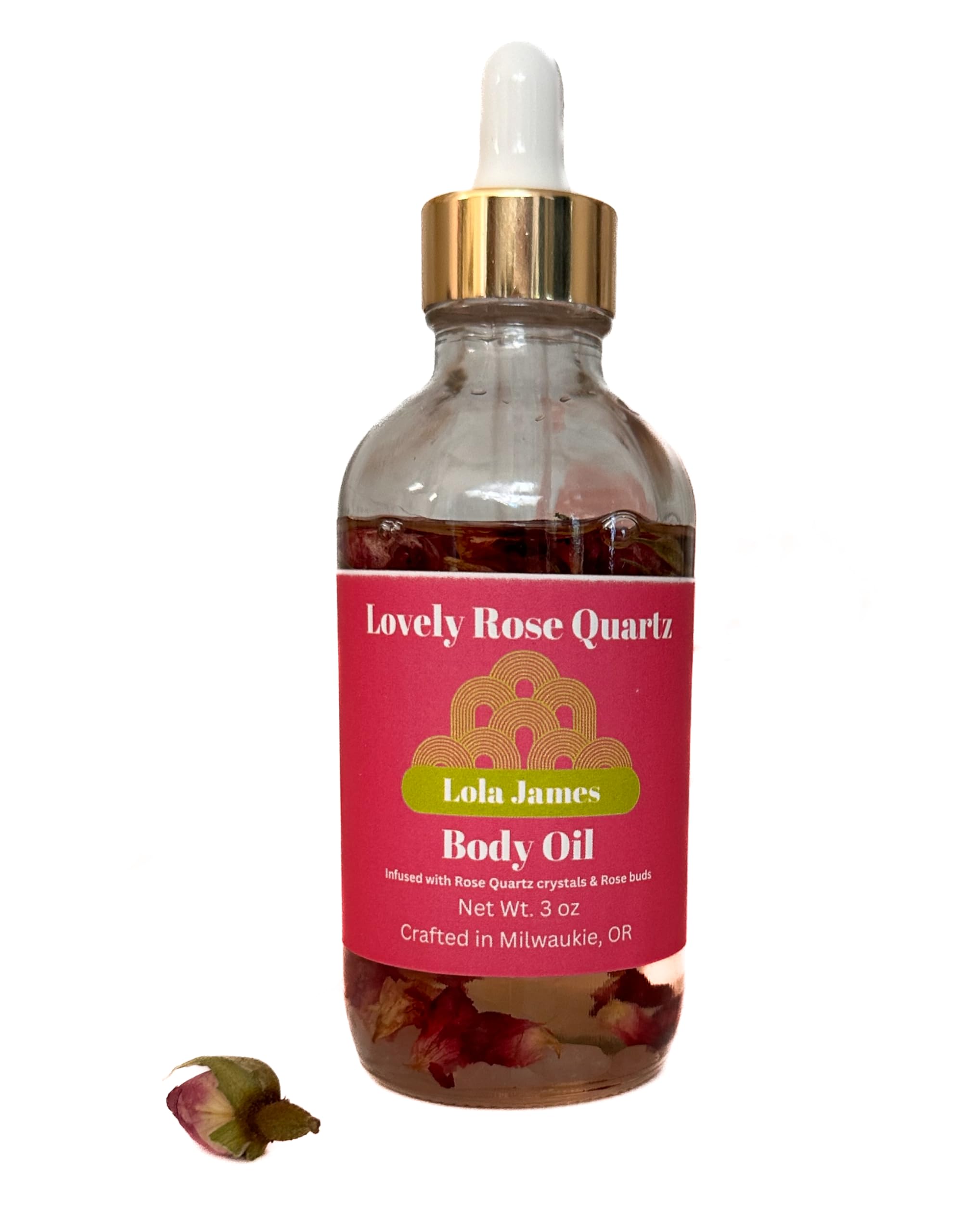 Natural Rose Quartz Body Oil for Hydration & Glow - Perfect for Massage, Aromatherapy & Self-Care Rituals