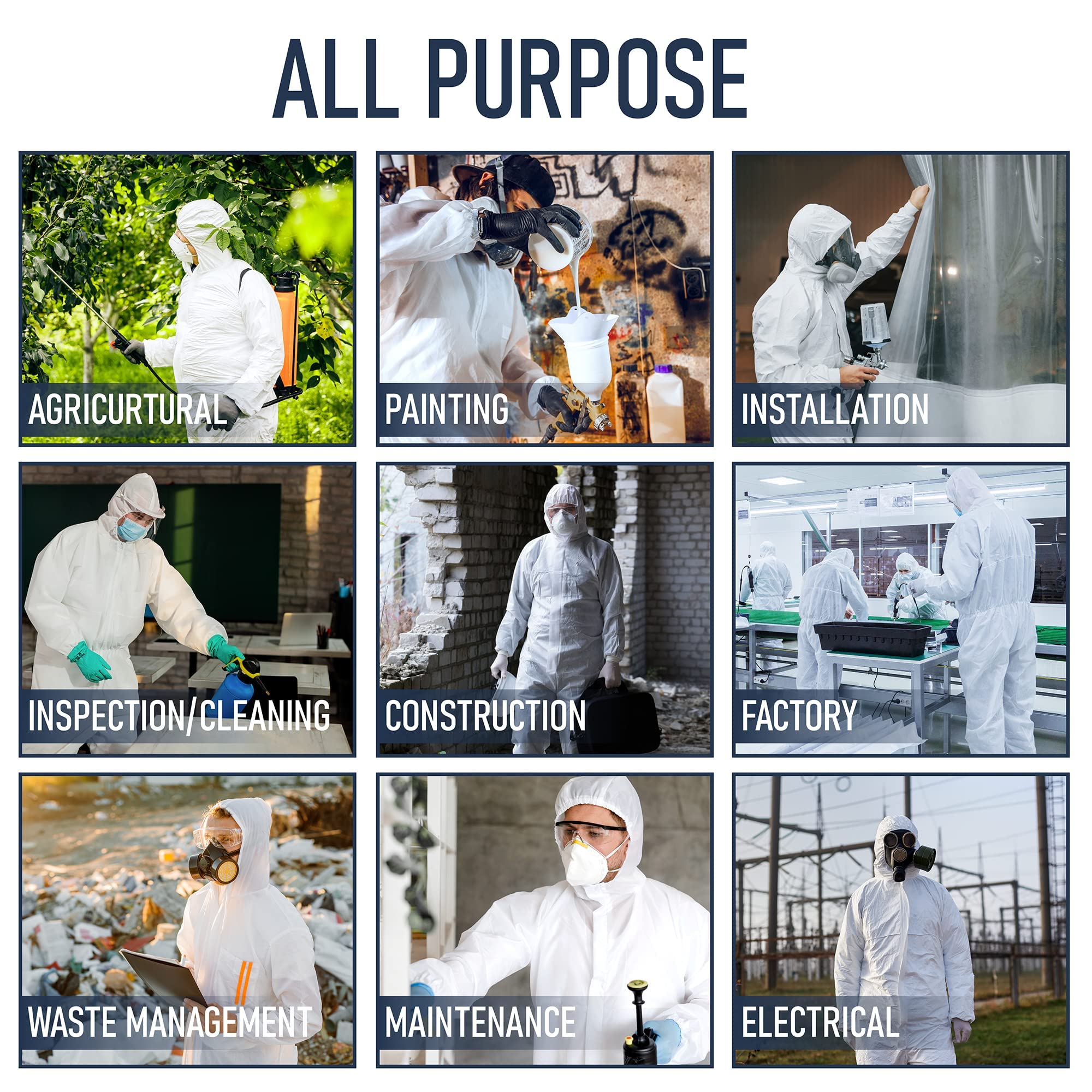 Disposable Hazmat Suits 25 Pack - Full Body Protective Coveralls with Attached Hood & Boots | Heavy Duty Water Resistant Painters Suit for Adults | Breathable Chemical Protection | Ideal for Painting, Construction, Chemical Handling & Emergency Response