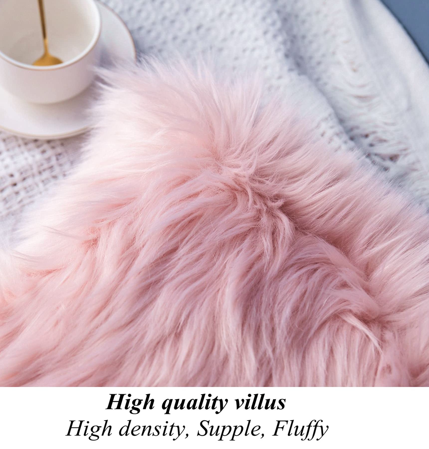 LIGICKY Set of 2 Pink Fluffy Pillows - Luxury Soft Faux Fur Throw Pillow Covers 16x16 Inch - Decorative Square Plush Cushion Cases for Sofa, Couch & Bed - Perfect for Living Room, Bedroom & Home Decor