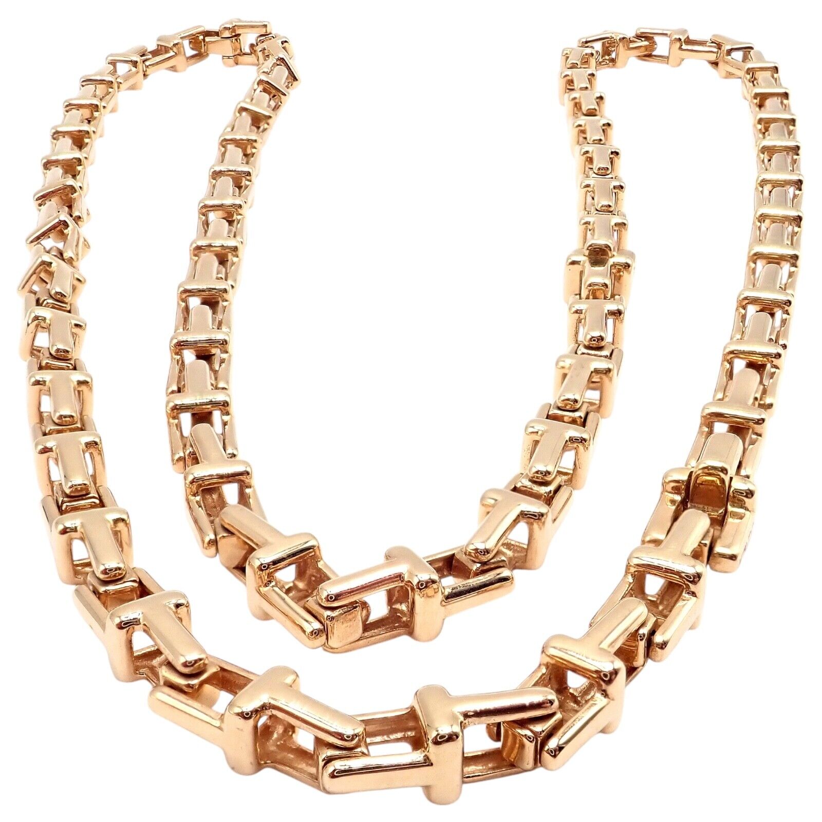 Authentic Tiffany & Co 18k Rose Gold T Chain Link Long Necklace 20.5 Inches - Elegant Jewelry for Women, Perfect Gift for Anniversary, Birthday & Special Occasions