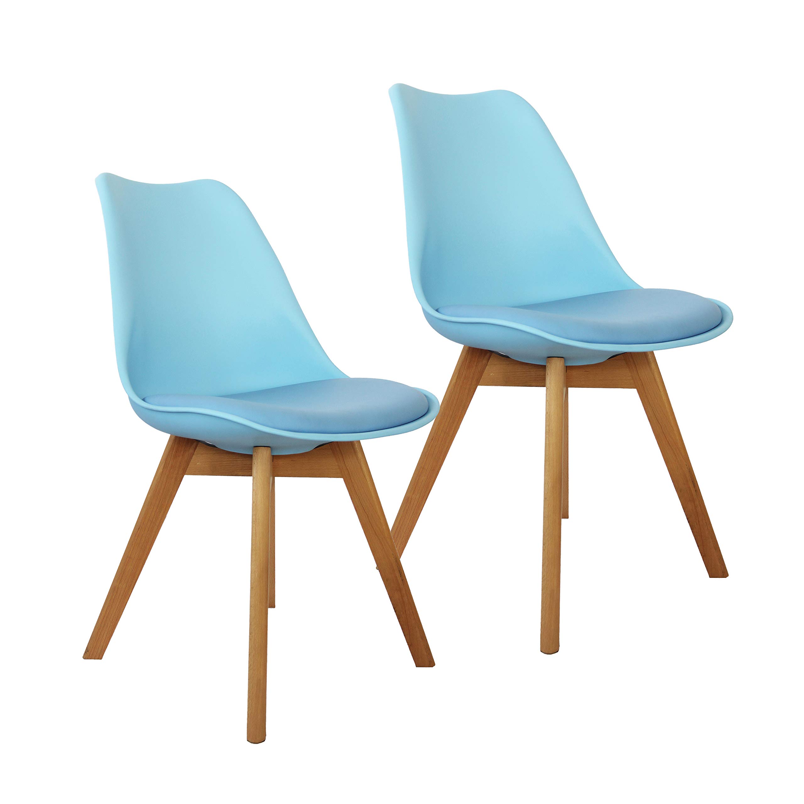 Porthos Home Farley Modern Dining Chair Set of 2 - Molded PP Plastic & PU Leather Seat with Beech Wood Legs - Perfect for Dining Room, Bedroom, Living Room Accent Chairs