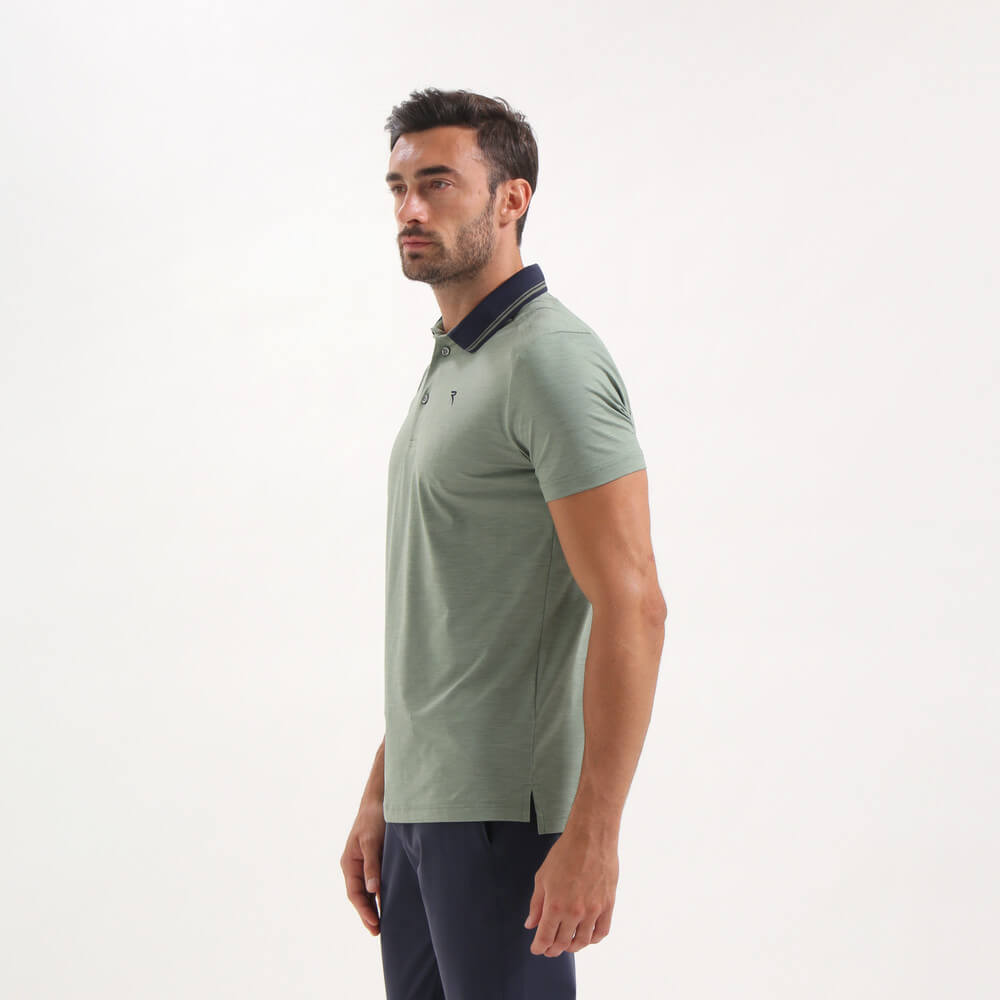 ALETTO Men's Lightweight Melange Sunblock Polo Shirt - UPF 50+ UV Protection, Breathable & Quick-Dry for Golf, Tennis & Outdoor Activities - Final Sale