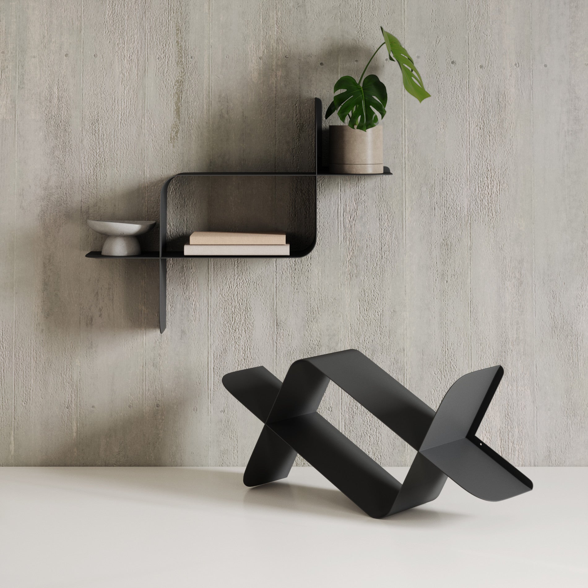 Modern Metal Wall Shelves Set of 2 - Industrial Floating Shelves for Living Room, Bedroom & Office - Rustic Home Decor Storage Solution for Books, Plants & Display Items