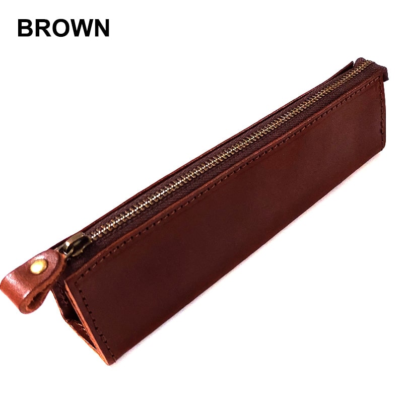 Premium Tochigi Leather Pencil Case - Handcrafted Japanese Genuine Leather Pen Holder for Students & Professionals - Perfect for Office, School & Travel Organization