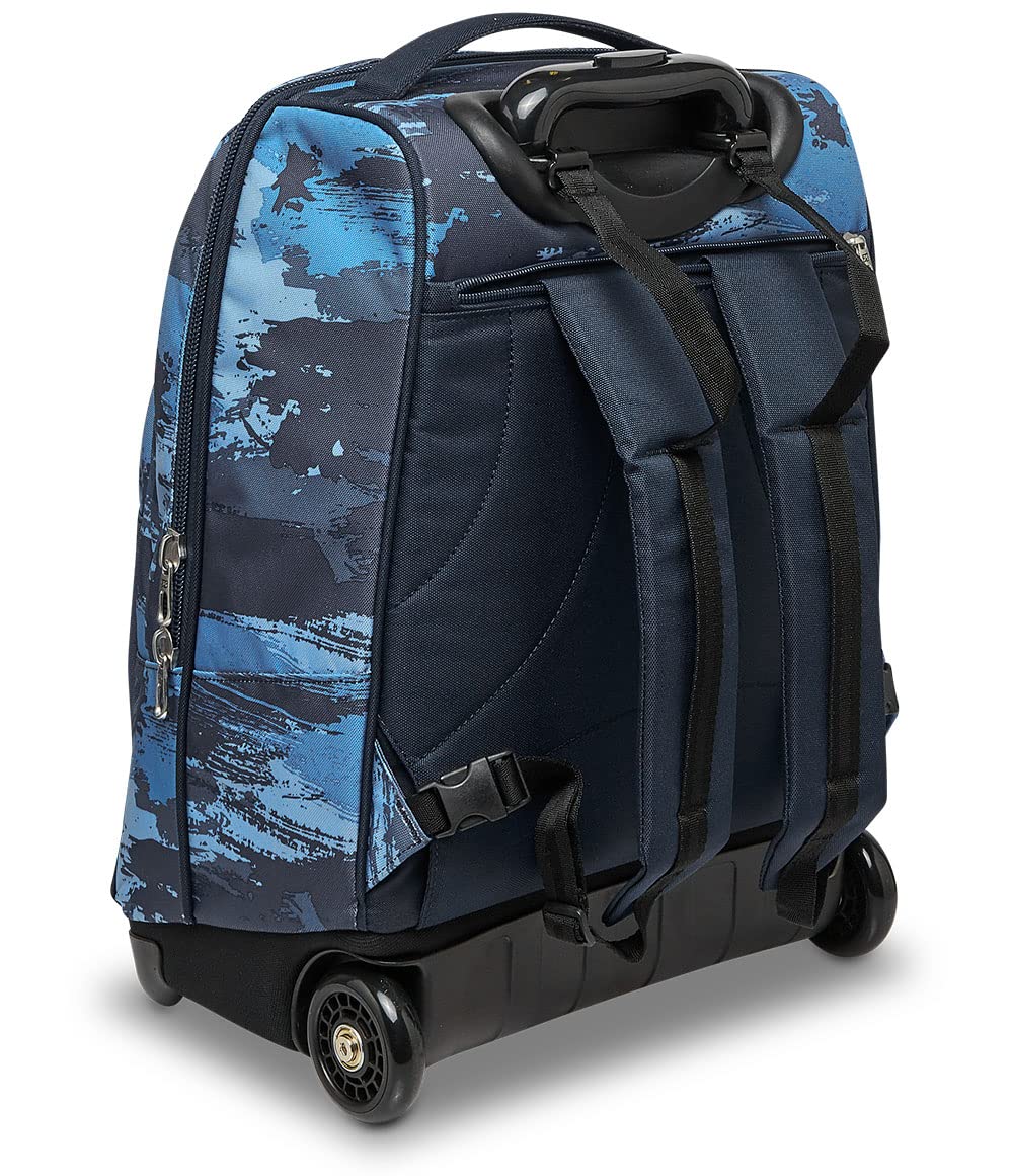 2-in-1 Blue Trolley Backpack with Sunglasses for School & Travel
