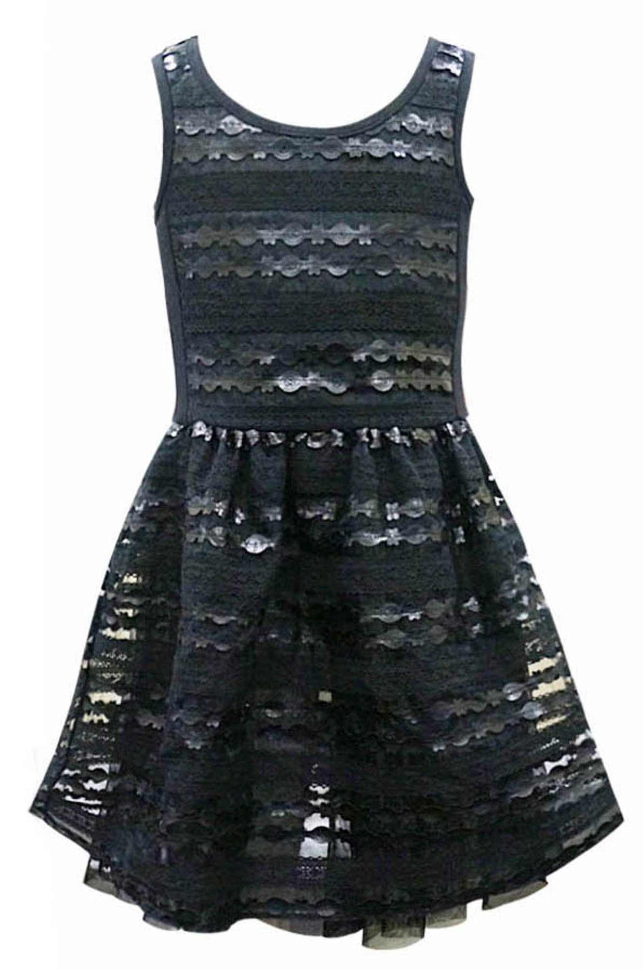 Hannah Banana Black Faux Leather and Lace Organza Overlay Dress for Big Girls & Tweens - Size 8 - Perfect for Birthday Parties, School Dances, and Special Occasions