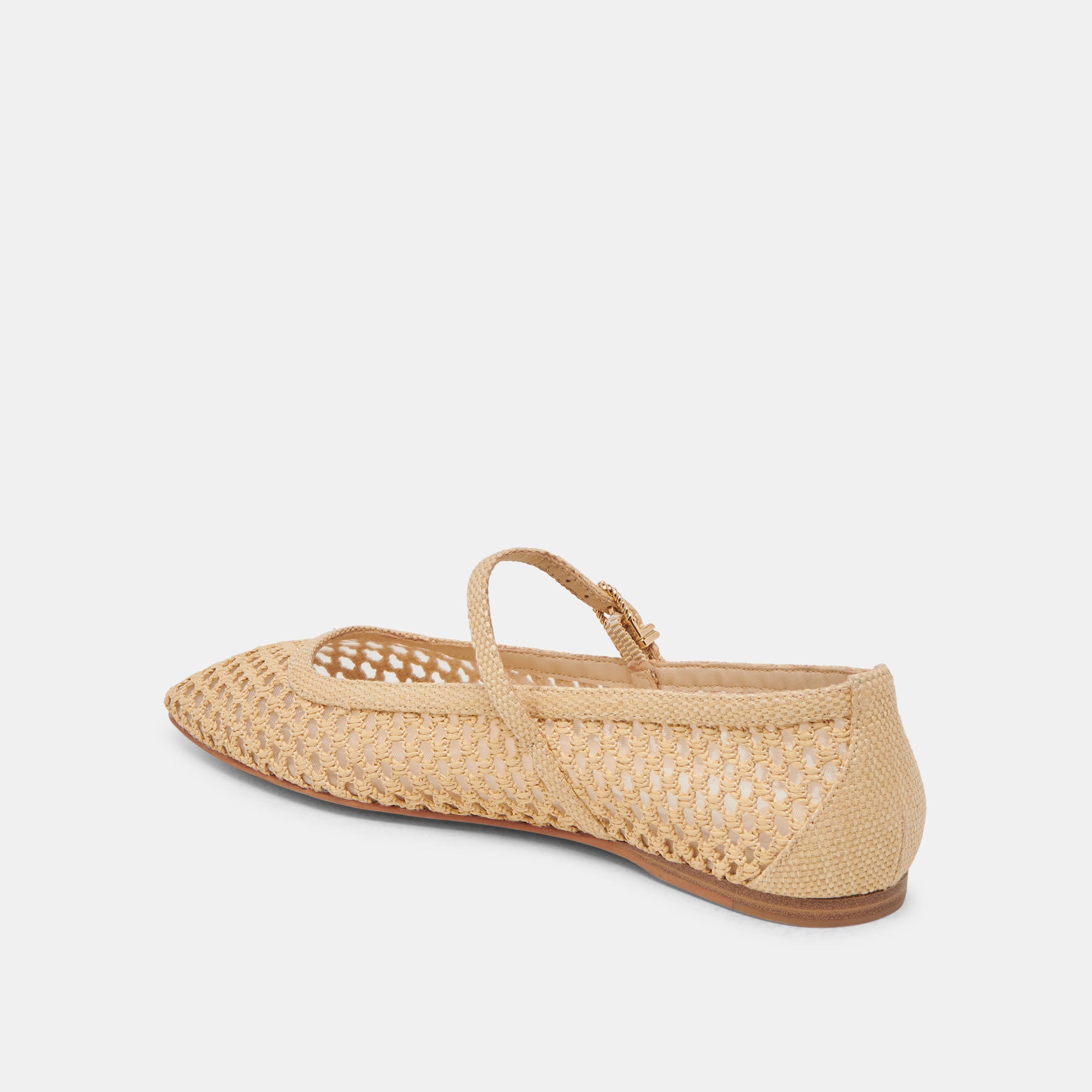 REYES Women's Wide Ballet Flats - Light Natural Woven Raffia Comfortable Slip-On Shoes for Casual Wear, Office & Summer Outfits