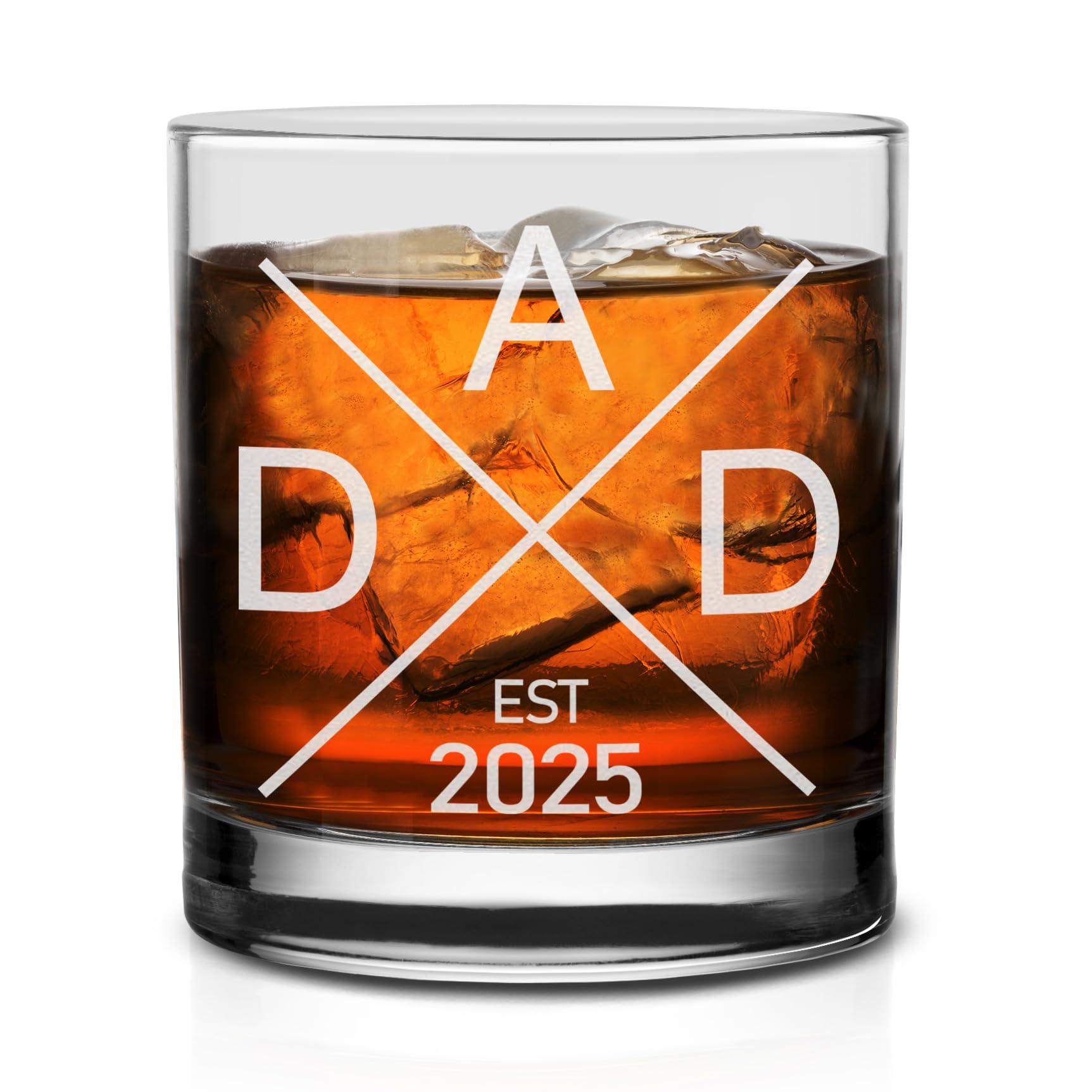 Personalized Whiskey Glass for New Dad - Engraved 'Established 2025' Pregnancy Announcement Gift - Perfect for First-Time Fathers, Baby Shower & Father's Day Celebrations