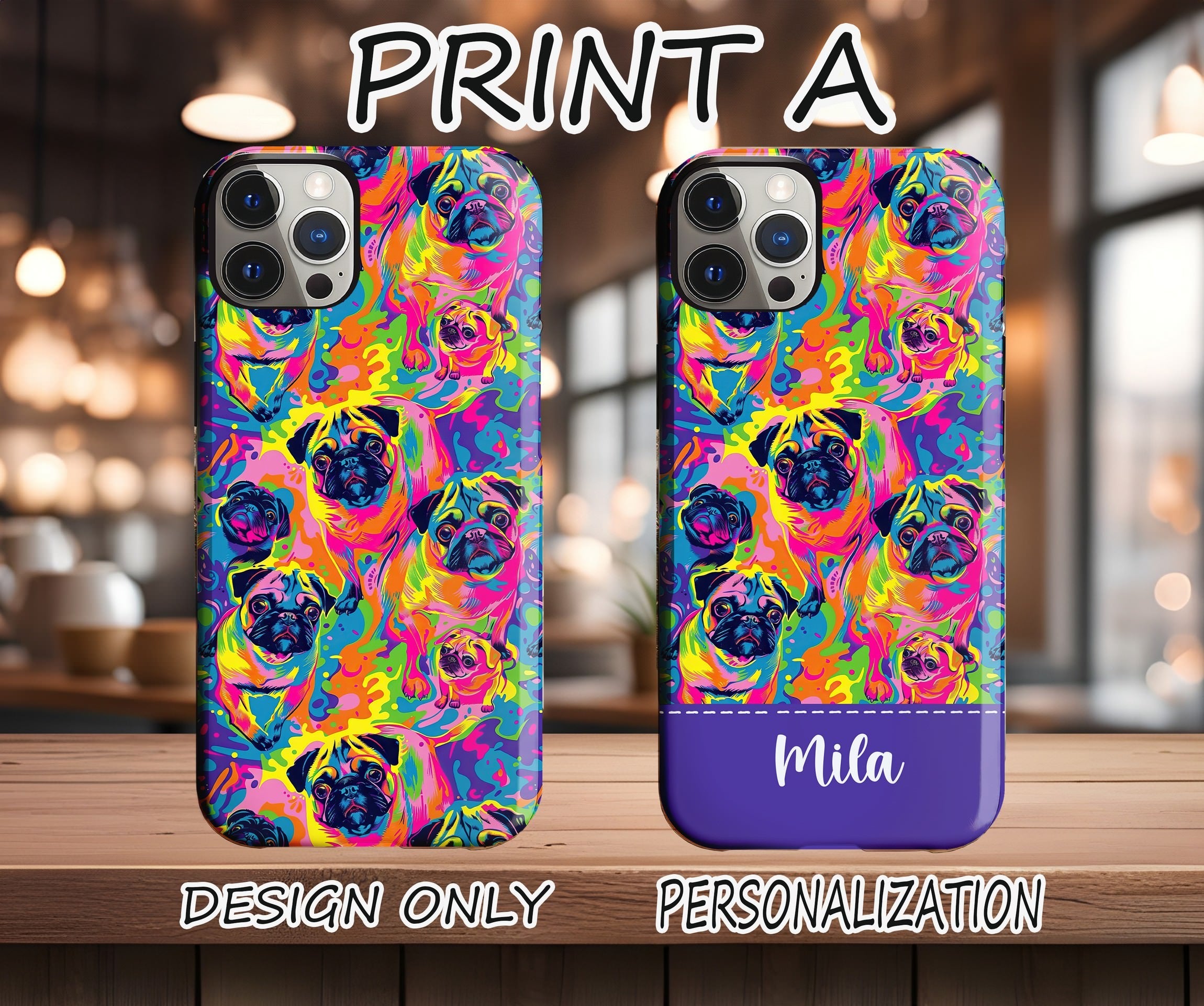 Custom Pug Print Phone Case - Personalized Cute Dog Design for iPhone & Samsung | Perfect Gift for Pet Lovers, Durable Protective Cover for Everyday Use