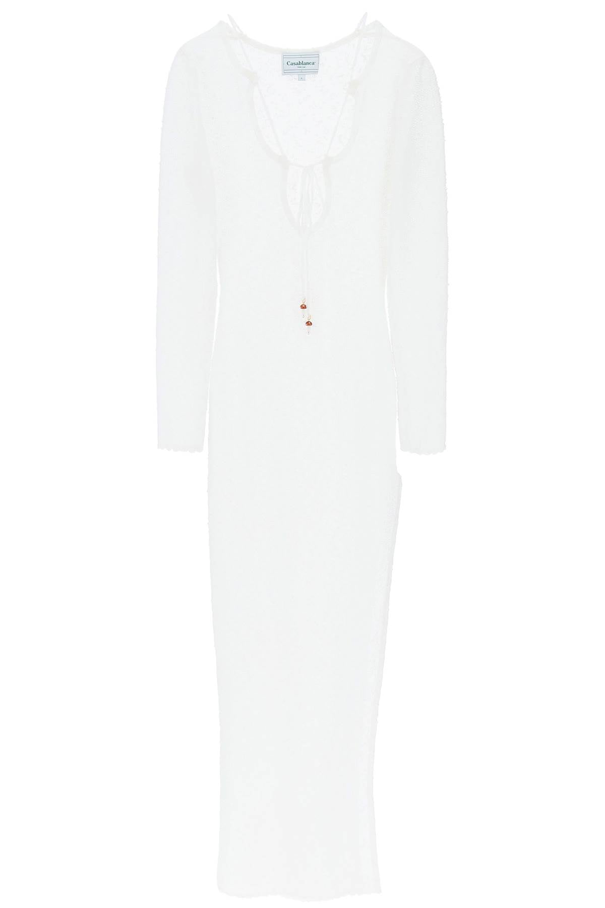 Casablanca Bouclé Knit Maxi Dress - Elegant Long Sleeve Midi Dress for Women | Perfect for Weddings, Parties & Fall Fashion